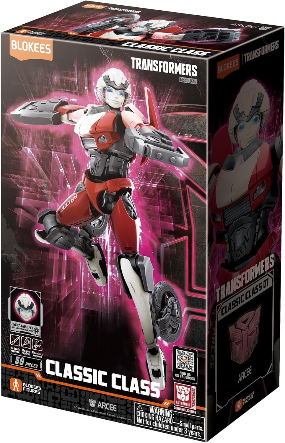 Blokees Trasformatori Con Licenza Ufficiale, Action Figure Luminose, Giocattolo Da Collezione Ad Alta Mobilità, 7 Eroi A Partire Dai 12 Anni, Non Sono Necessari Attrezzi (Arcee (10 Cm))-image
