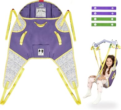 Children Patient Lift Sling, Dreamy Cloud Printed Transfer Sling for Child, Adjustable Medical Lift Aid for Home Use, Up to 110kg 3-6 Years Old