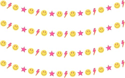 Decoración de fiesta de guirnalda de preppy, decoración de fiesta de regreso a la escuela, 4P, sonrisa preparada, guirnalda de estrellas, decoración