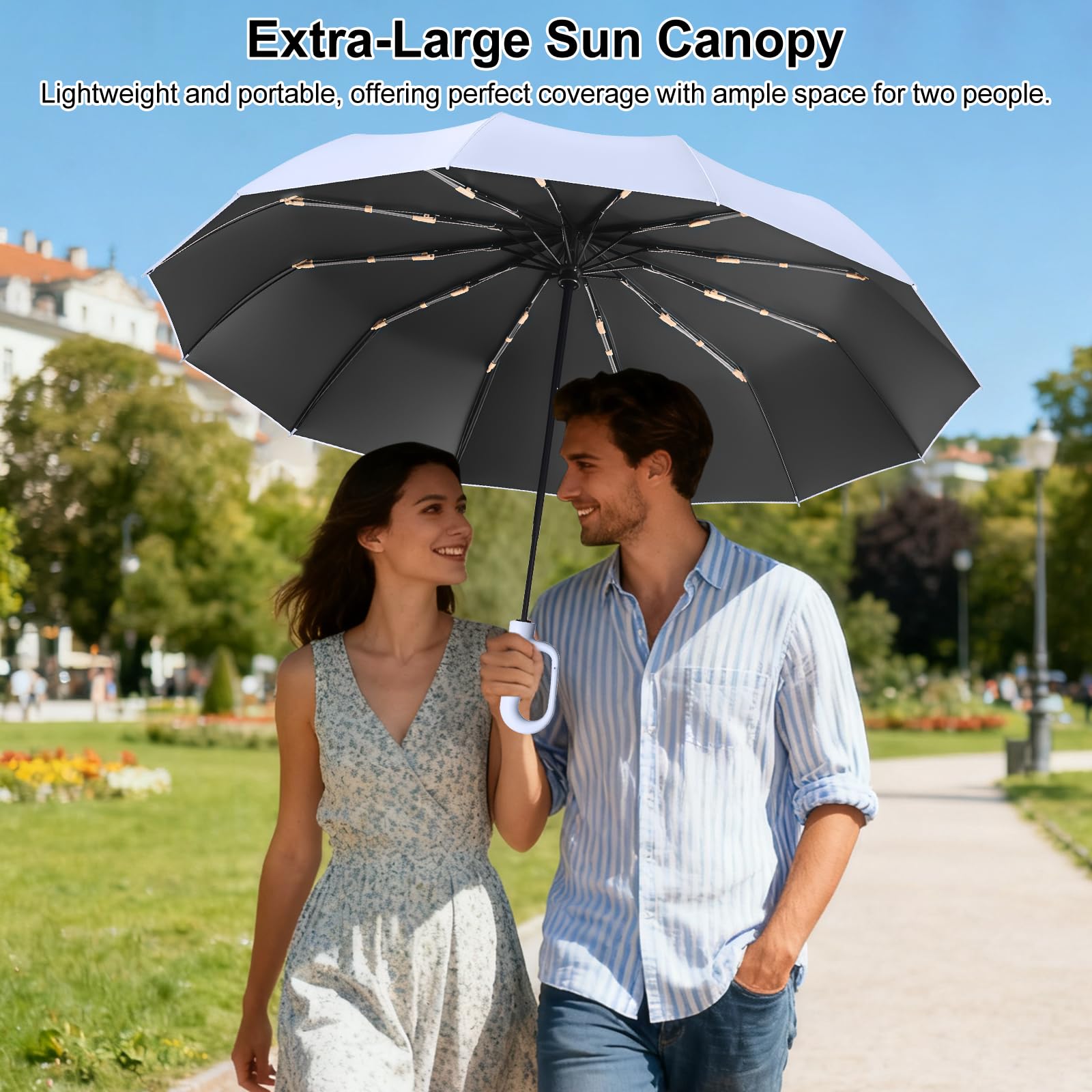 HCQC Parapluie Pliant Automatique Compact – Résistant au Vent et à la Tempête – Léger et Solide – Ouverture et Fermeture Faciles – Parapluie de Voyage pour Homme et Femme