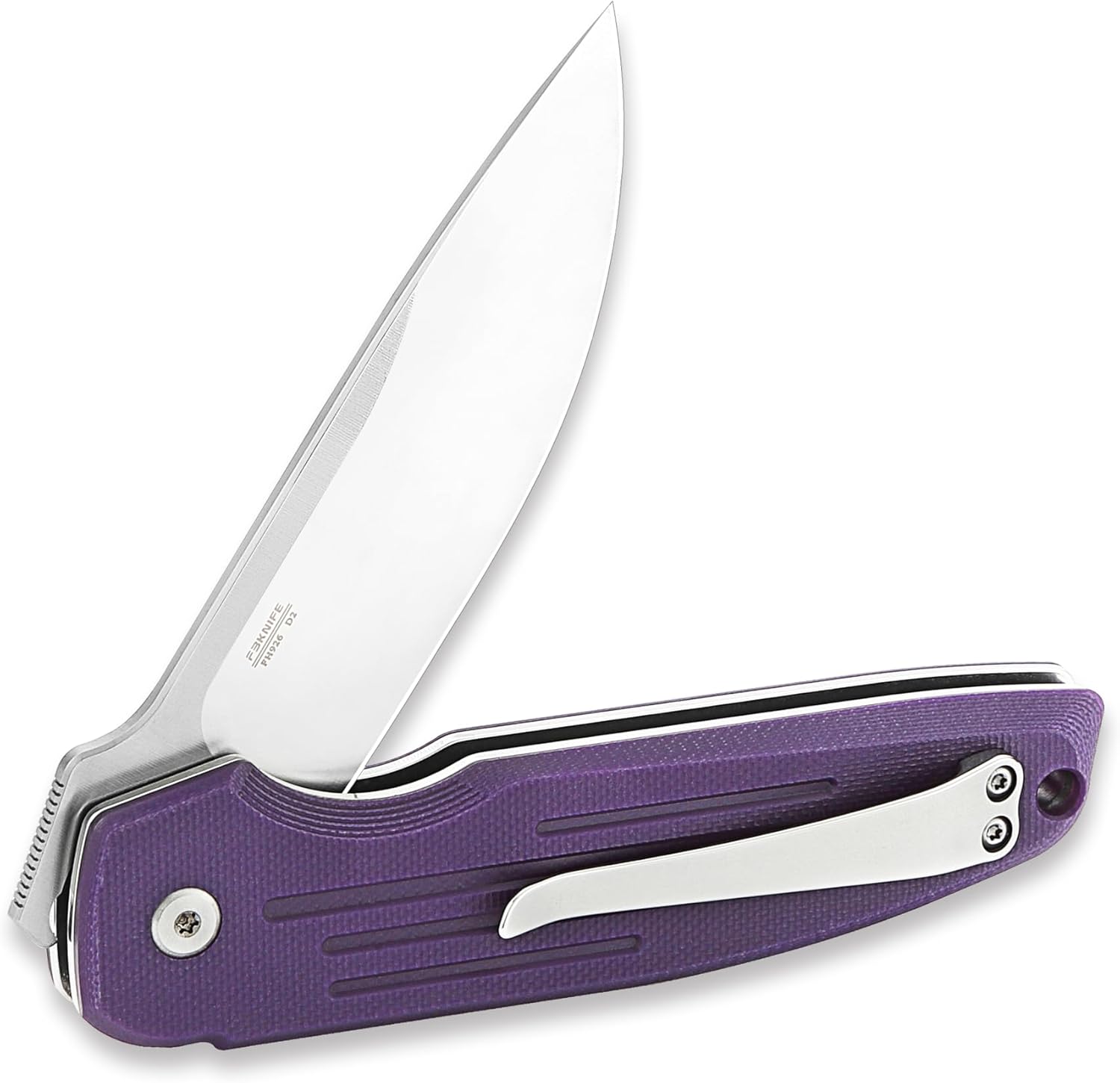 Firebird GANZO FH926-PL Sturdy Pocket Folding Knife Button Lock D2 Steel Blade G10 Anti-Slip Handle with Clip Camping Outdoor EDC Utility Knife Best Gift for Men Women (Purple)