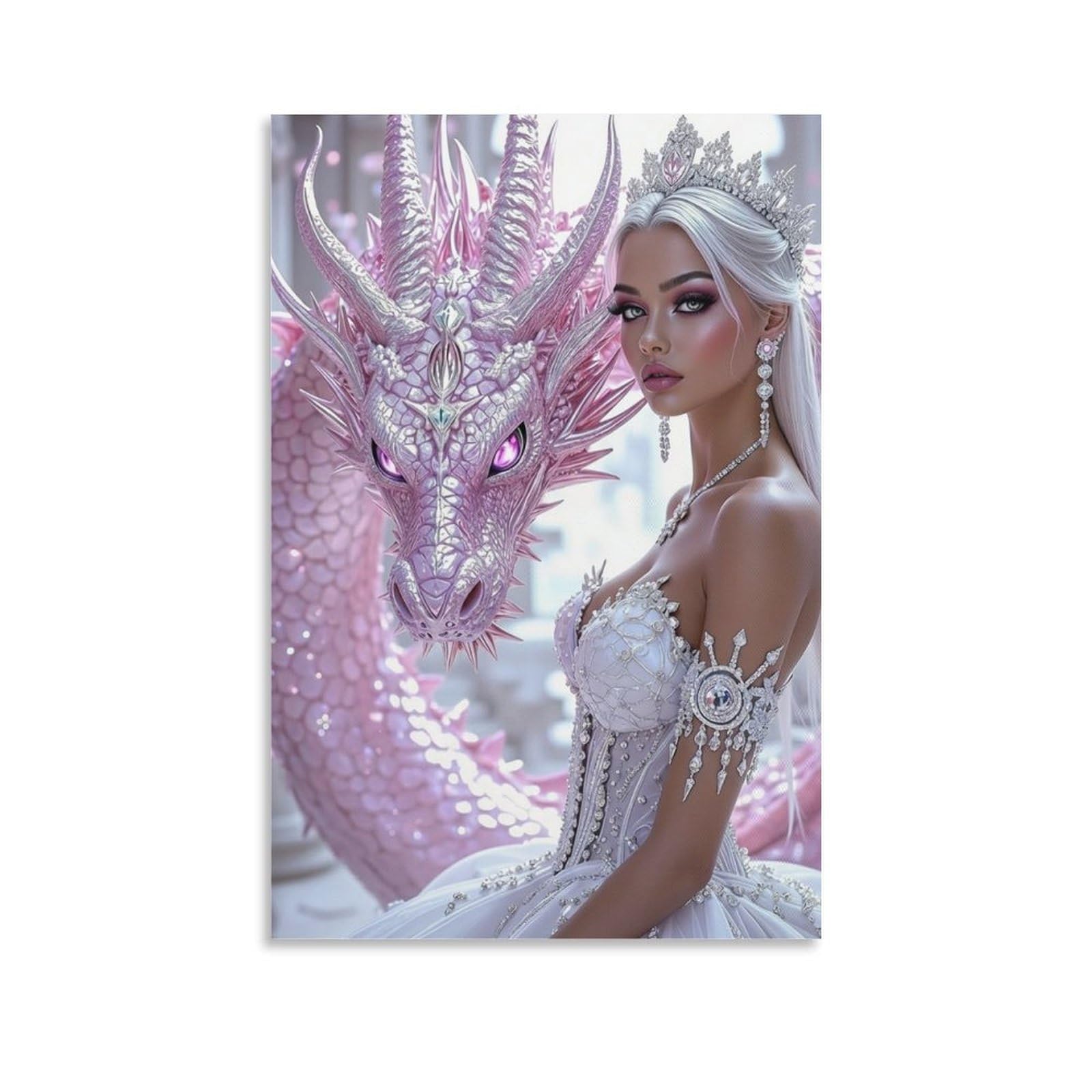 DHBANEIOK Fantasy Dragon Queen_4 Wall Decor Poster Canvas Prints Picture Modern Canvas Wall Art Picture Wall Hanging for Office Gym Living Room Decor 24x36inch(60x90cm)