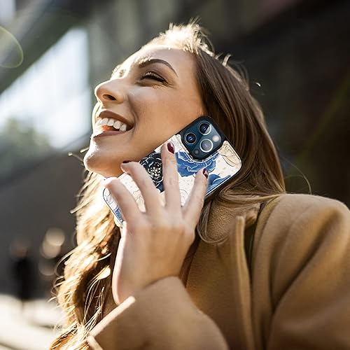 Miniatura 6 de HAOPINSH Funda tipo cartera para iPhone 13 Pro Max con tarjetero y diseño de flores florecientes, funda de cuero con tapa trasera, ranuras para