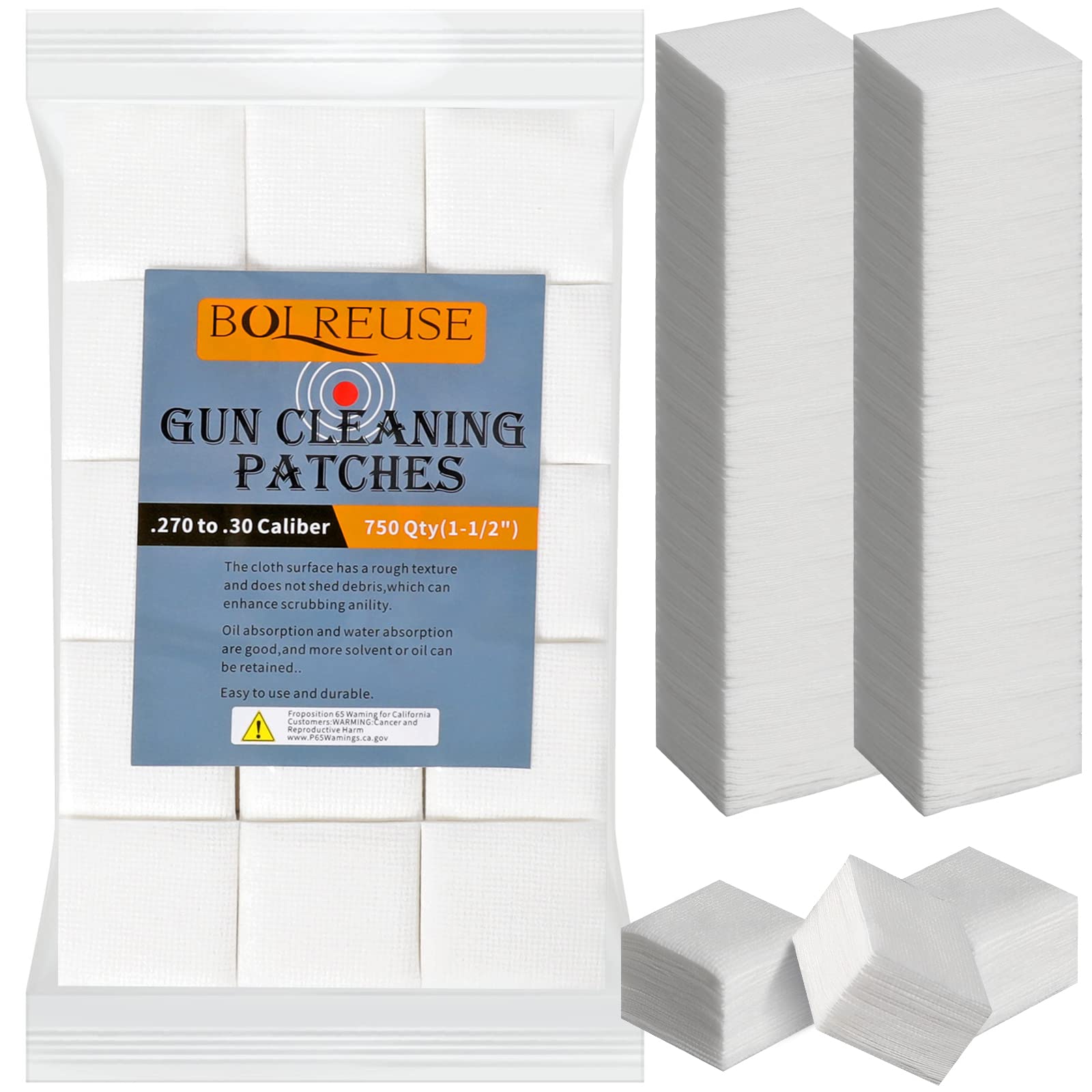Photo 1 of 750Pcs Medium Caliber Gun Cleaning Patches (39mmX39mm) for .357 Magnum and .45 ACP - Non-Woven Fabric No Debris Residue