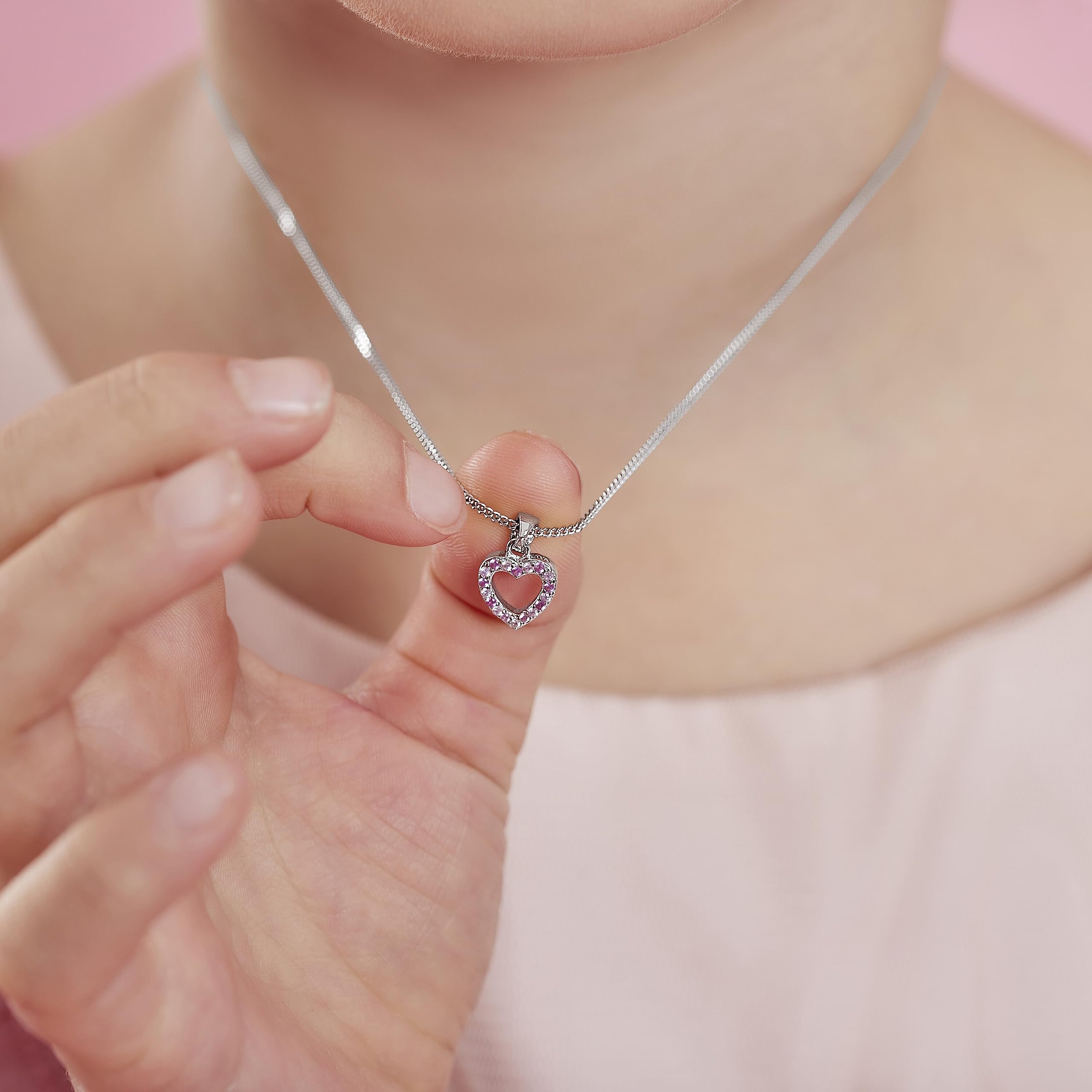 Prinzessin Lillifee Collana con ciondolo in argento Sterling 925 per bambine, con zirconi sintetici, a forma di cuore, disponibile come regalo di gioielleria