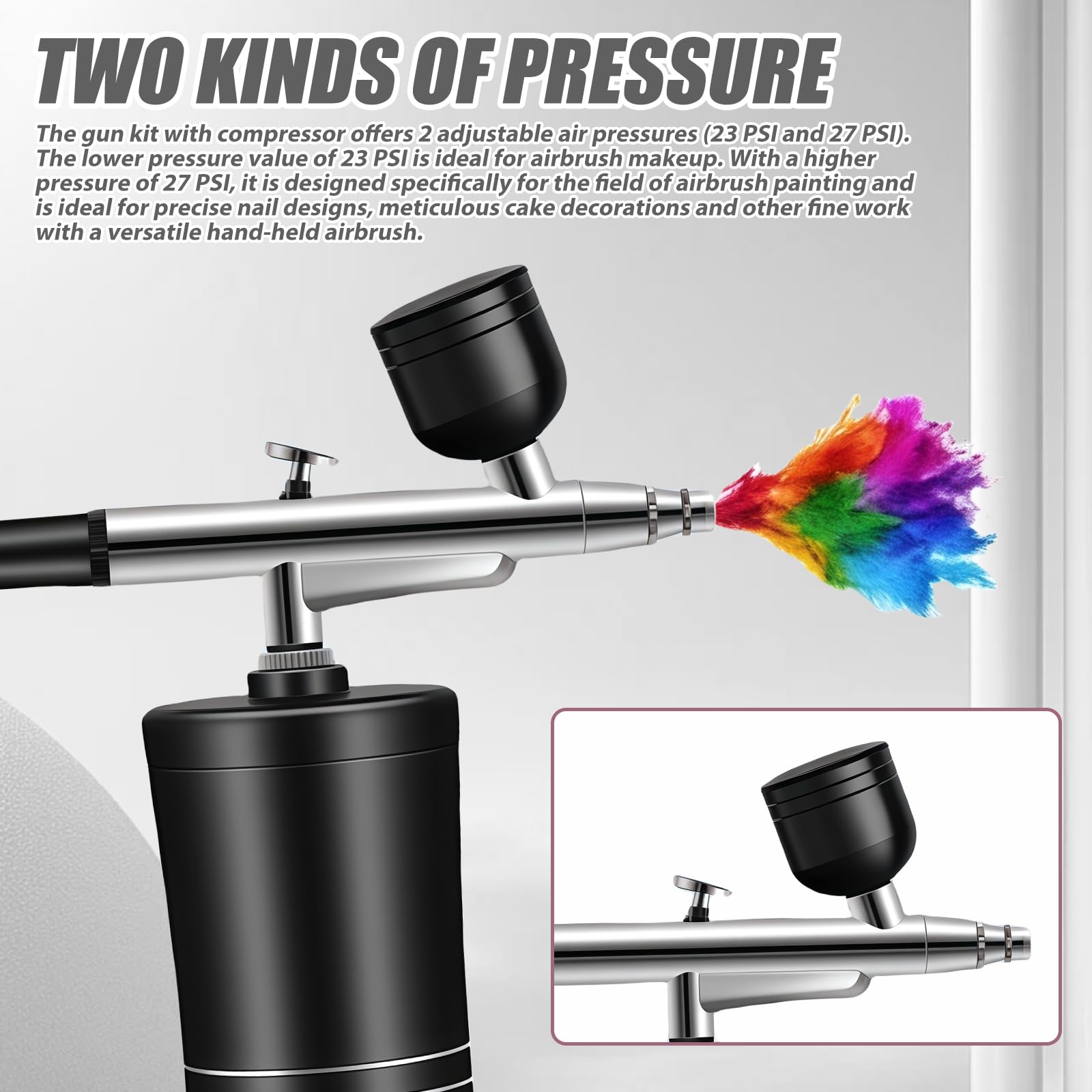 AirBrush Set con compressore: pistola aerografo manuale multi funzione, aerografo portatile ricaricabile per trucco, nail design, decorazione torta, modellazione tatuaggio e pittura modello