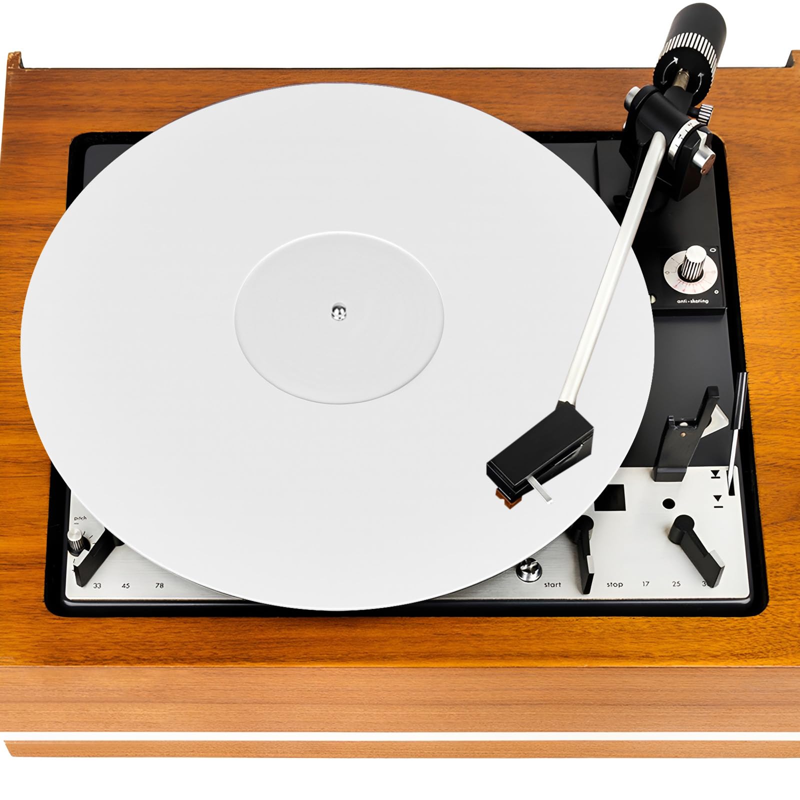 Weiße Acryl-Schallplattenmatte, Vinyl Matte, Slipmat Plattenspieler, 12-Zoll-3-mm-Antistatik-Vinyl-Schallplattenpad, Mittellochdurchmesser: 7 mm (Bitte Beachten Sie die Größe)