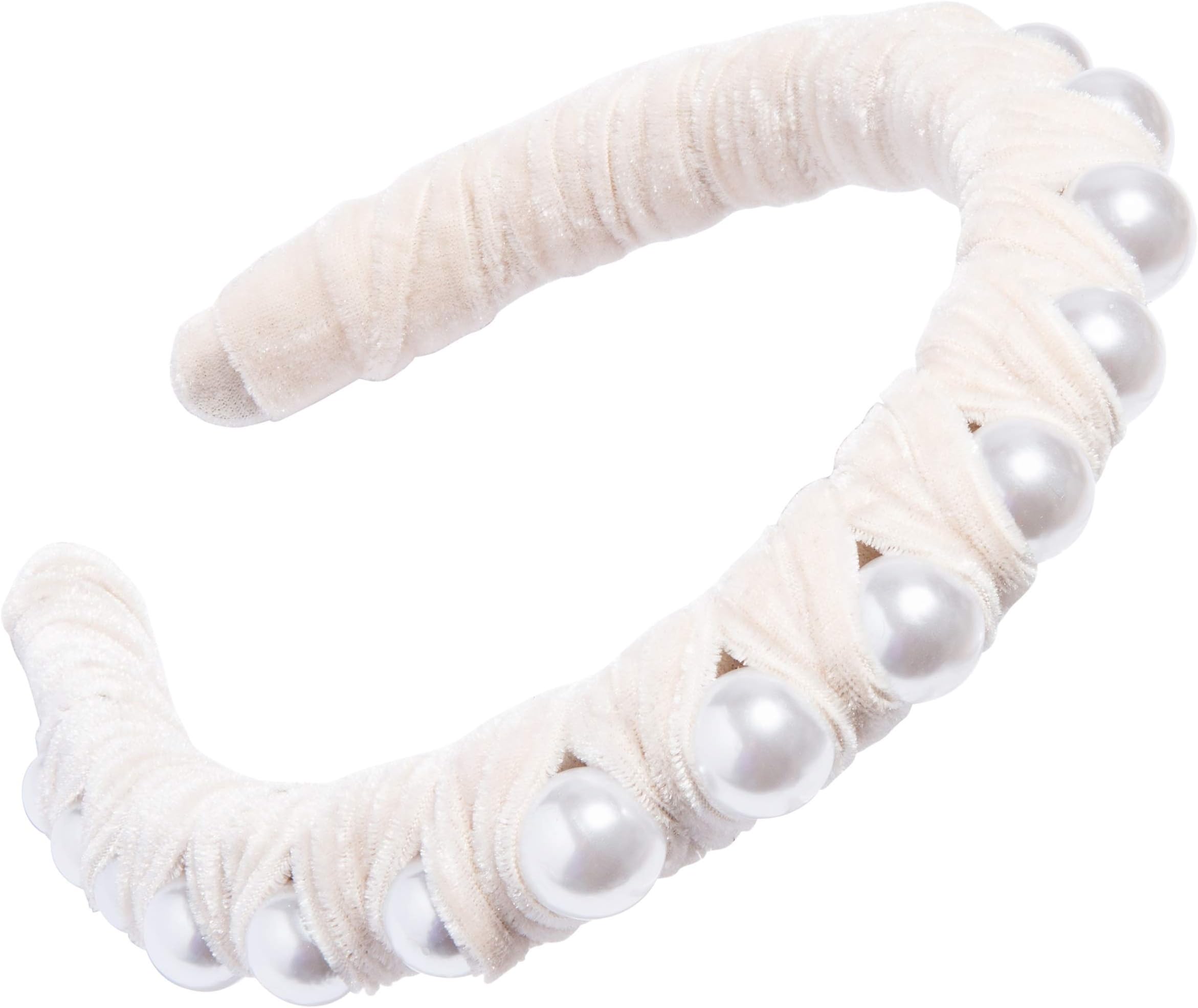 L. Erickson Blair Pearl Velvet Headband - Velvet Ivory