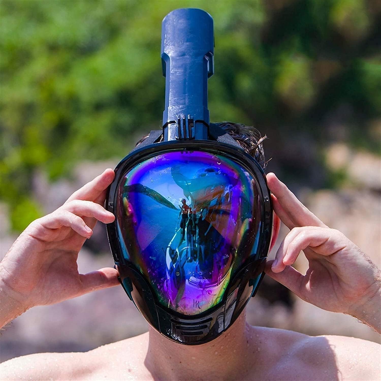 GeRRiT Snorkel Mask Adult Diving Masks Anti Fog Underwater Snorkel Mask Set,Swimming Snorkeling Mask with Panoramic Full Face Design Sports Camera Compatible Free Breath