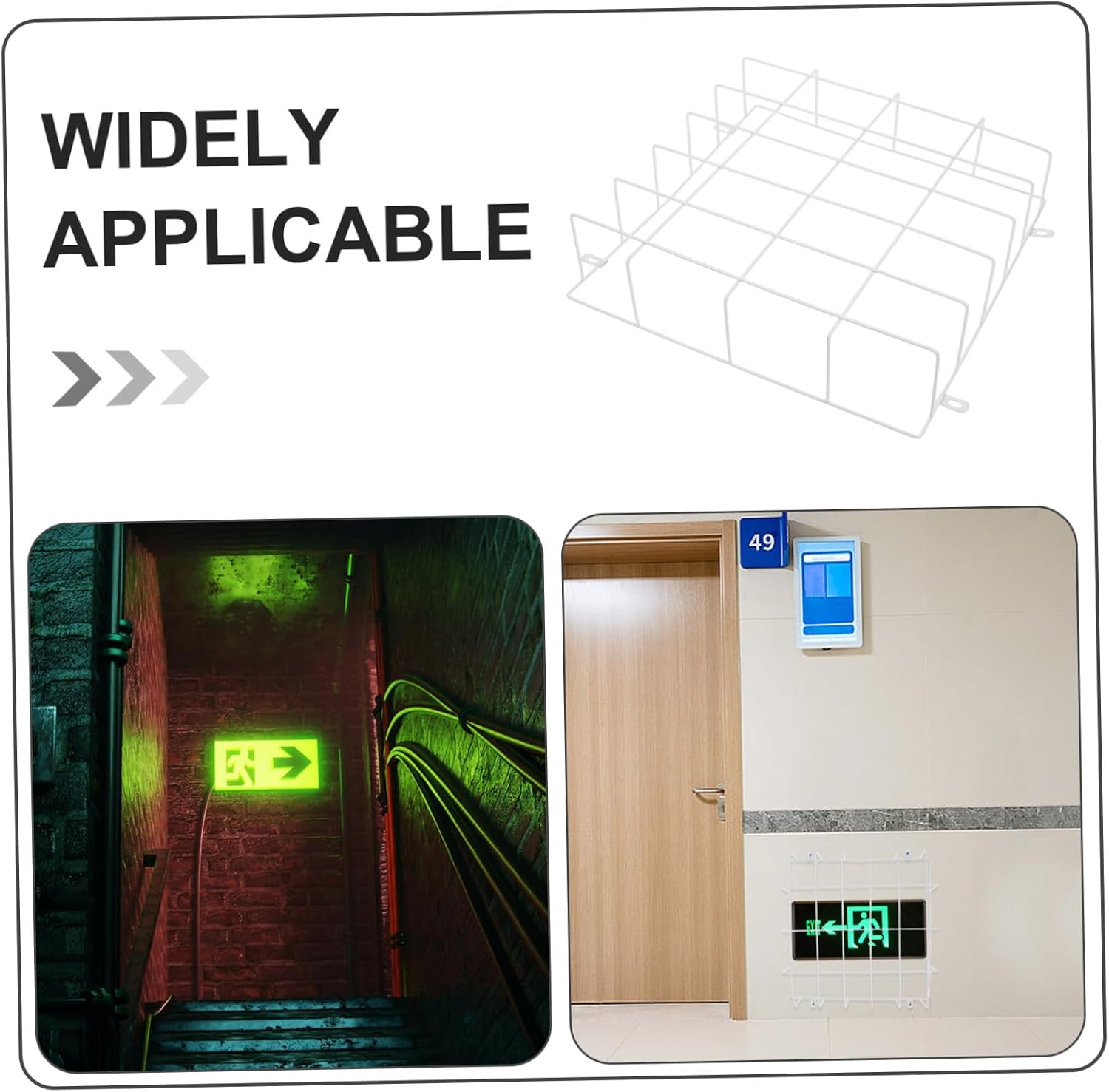 Exit Sign Emergency Light Wire Guard Steel Protective Cage Wall Mounted Durable Safety Cover for Fire Exit Sign Lights