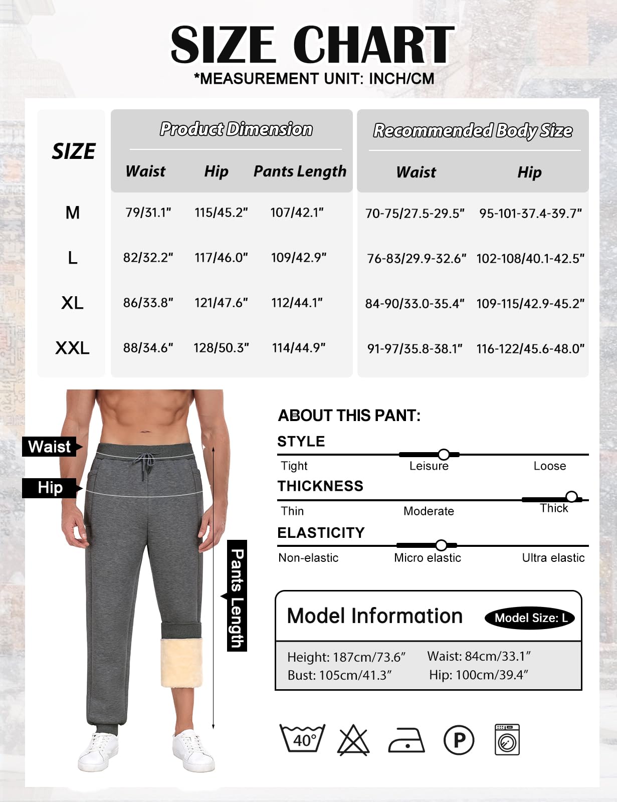 Niwicee Męskie joggery polarowe spodnie do biegania spodnie dresowe na co dzień termiczne spodnie dresowe zimowe ciepłe sportowe spodnie z kieszeniami sznurek spodnie wypoczynkowe do treningu biegania