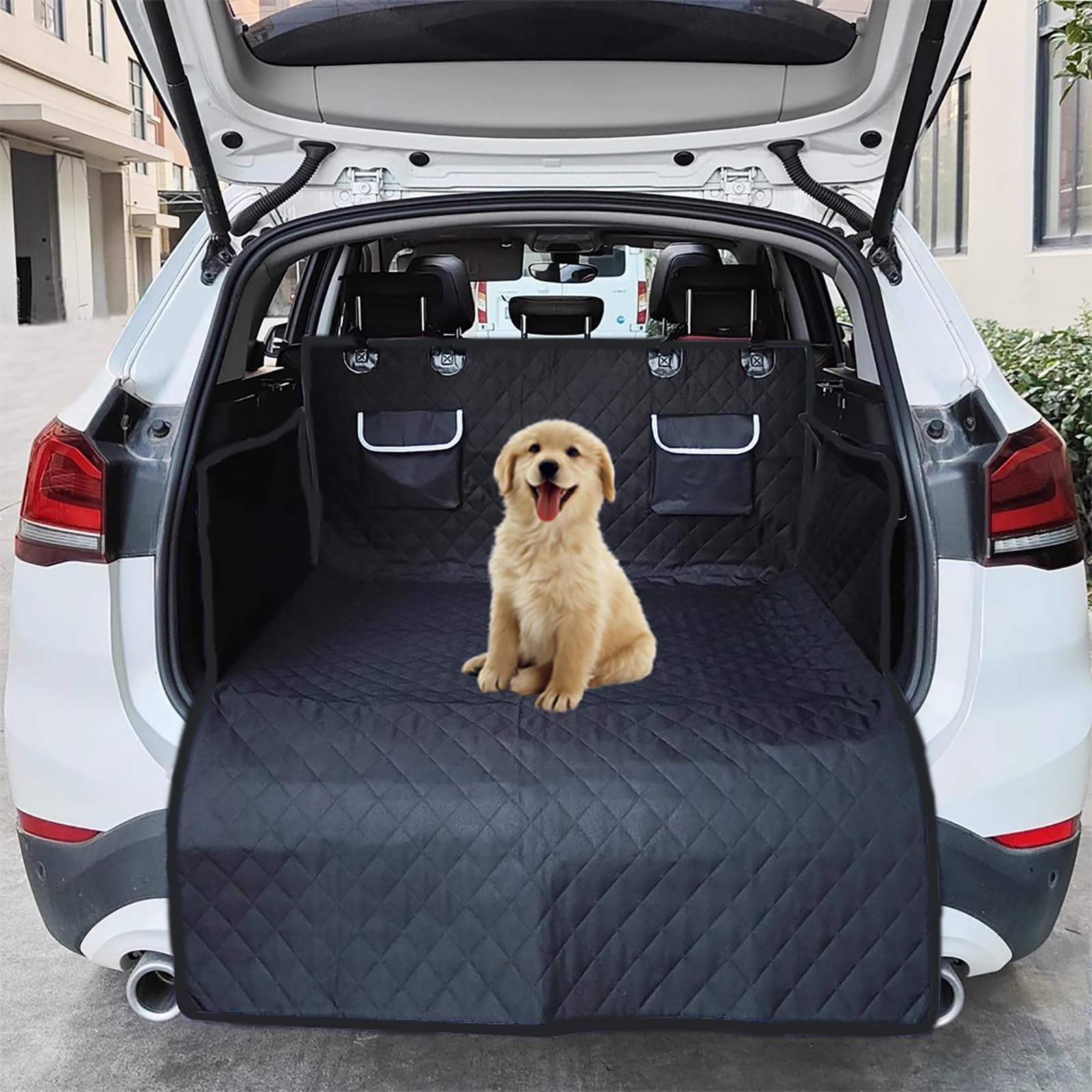 SUV Boot Protector for Dogs for Jeep Wrangler 4xe 2021-2026, Waterproof and Scratch-Resistant Pet Trunk Protector, Non-slip Pet Cargo Liner for Travel & Everyday Use,A Black+Black