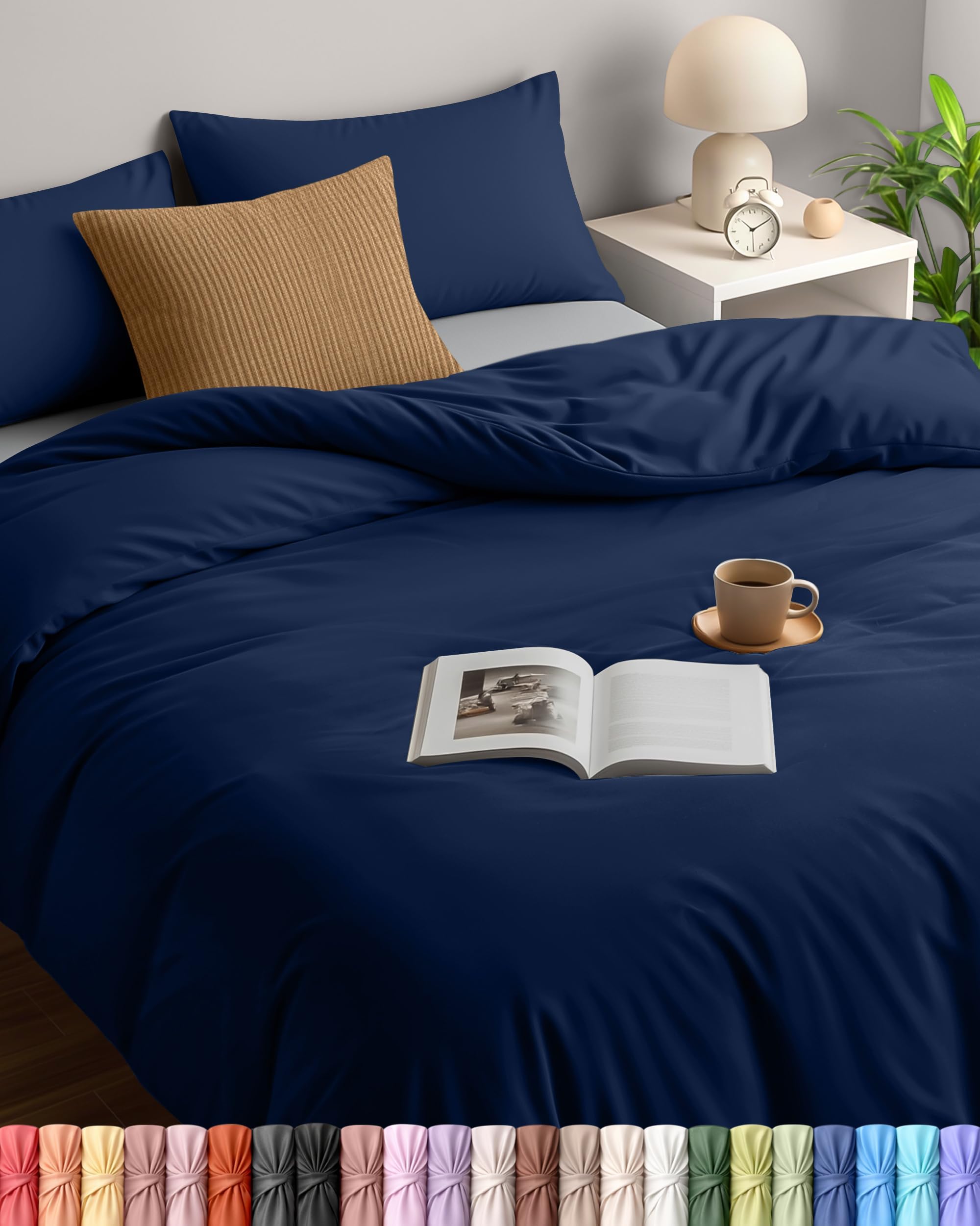 Utopia Bedding Duvet Cover Set - Soft Microfiber Duvet Cover 200x200cm with Pillowcases 50x75cm - Bedding Duvet Cover Set - Navy Blue