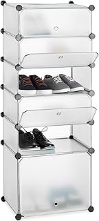 Meuble Chaussures étagère 6 casiers système Plug-in Porte Armoire Rangement HxlxP: 52 x 37 x 9 cm, Transparent