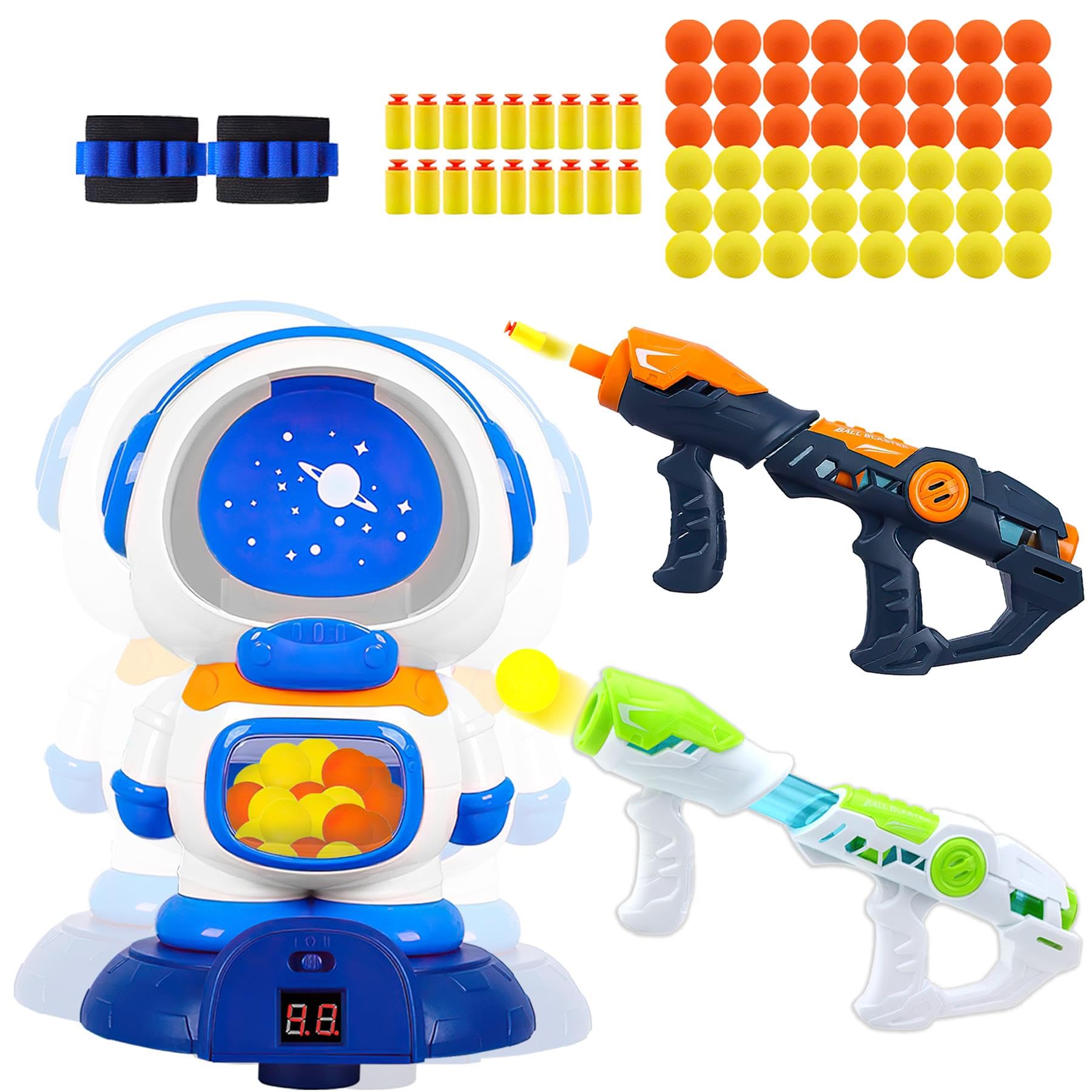 xwin sportseries Kids Shooting Dart Game Toys, Shooting Practice Target Game for Kids Blaster Gun with 26 Foam Dart Bullets and Rotating Spinning Target with Music, Children Training Shooting Game