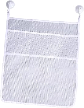Mesh Net Storage Bags with Hooks for Bath Toys, 45x52cm White