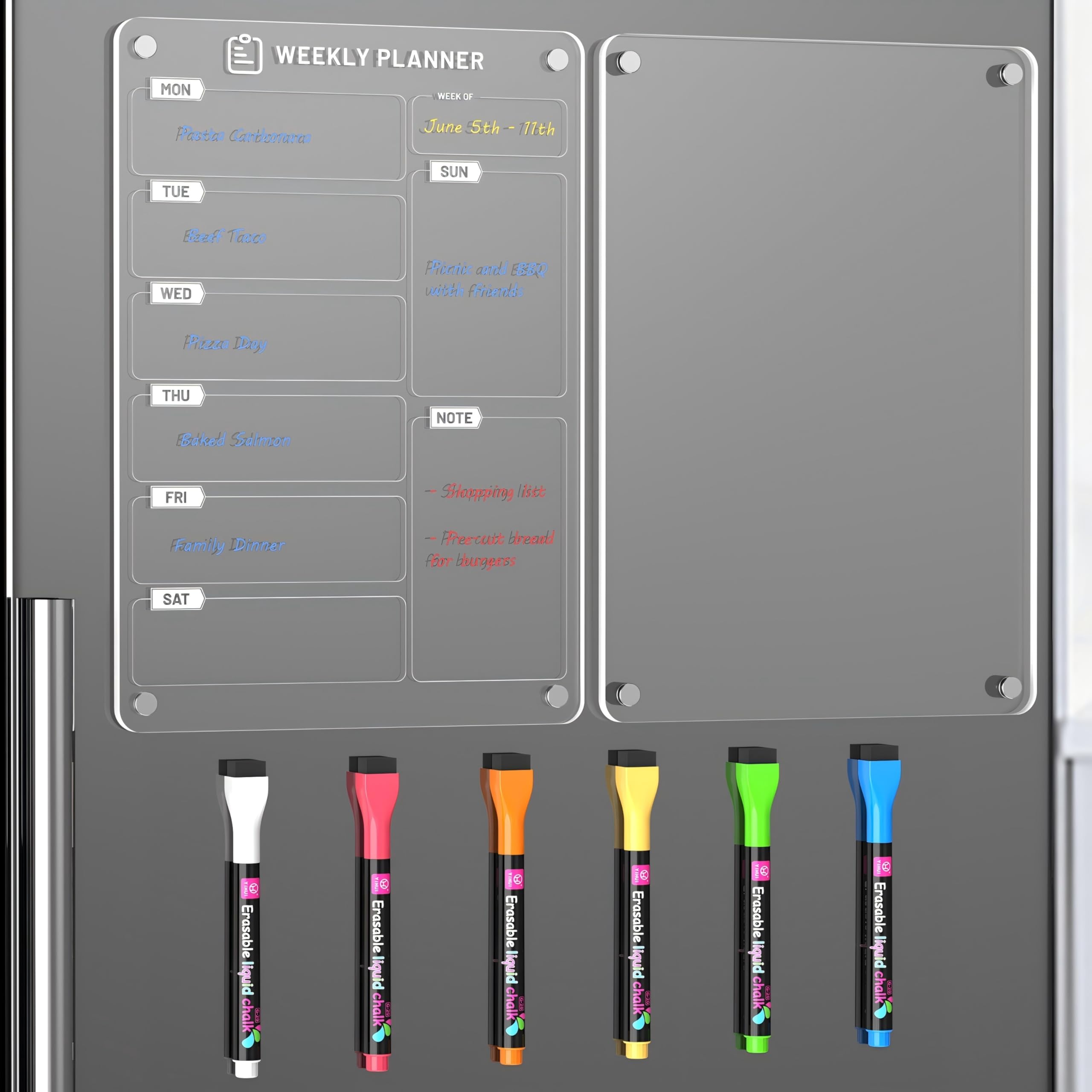 HENGBIRD Wochenplaner Acryl - Abwischbarer Planer 30x20cm Mit Stiften