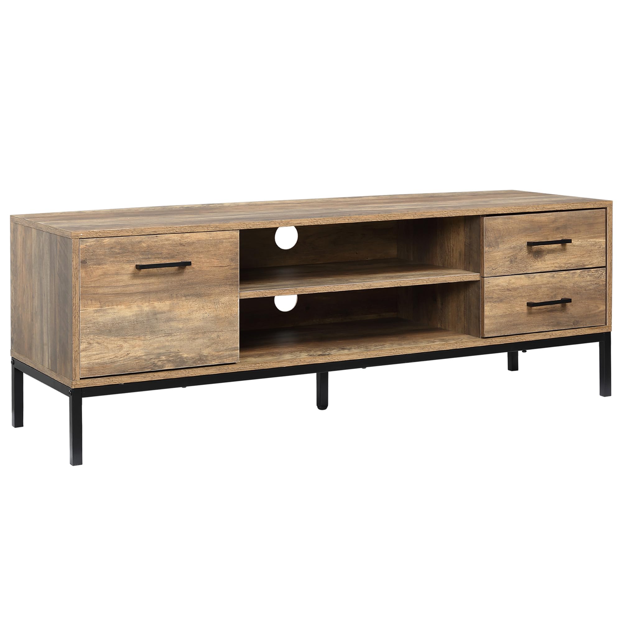HOMCOM Mobile TV Fino a 50" con un Armadietto e 2 Cassetti in Truciolato, 132x39x45.5cm, Caffè