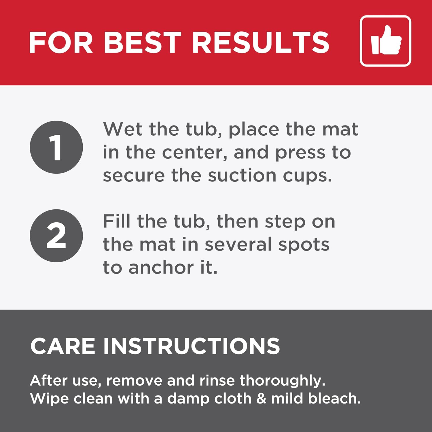 Rubbermaid INSTAMAT Bath Tub Shower Mat, Non-Slip Tub Mat with Suction Cups, Bath Mat Hangs on Showerhead for Quick Dry, 27.2 x 15.2 Inch, BPA-Free, Easy to Clean, for Inside Tub or Shower, Clear