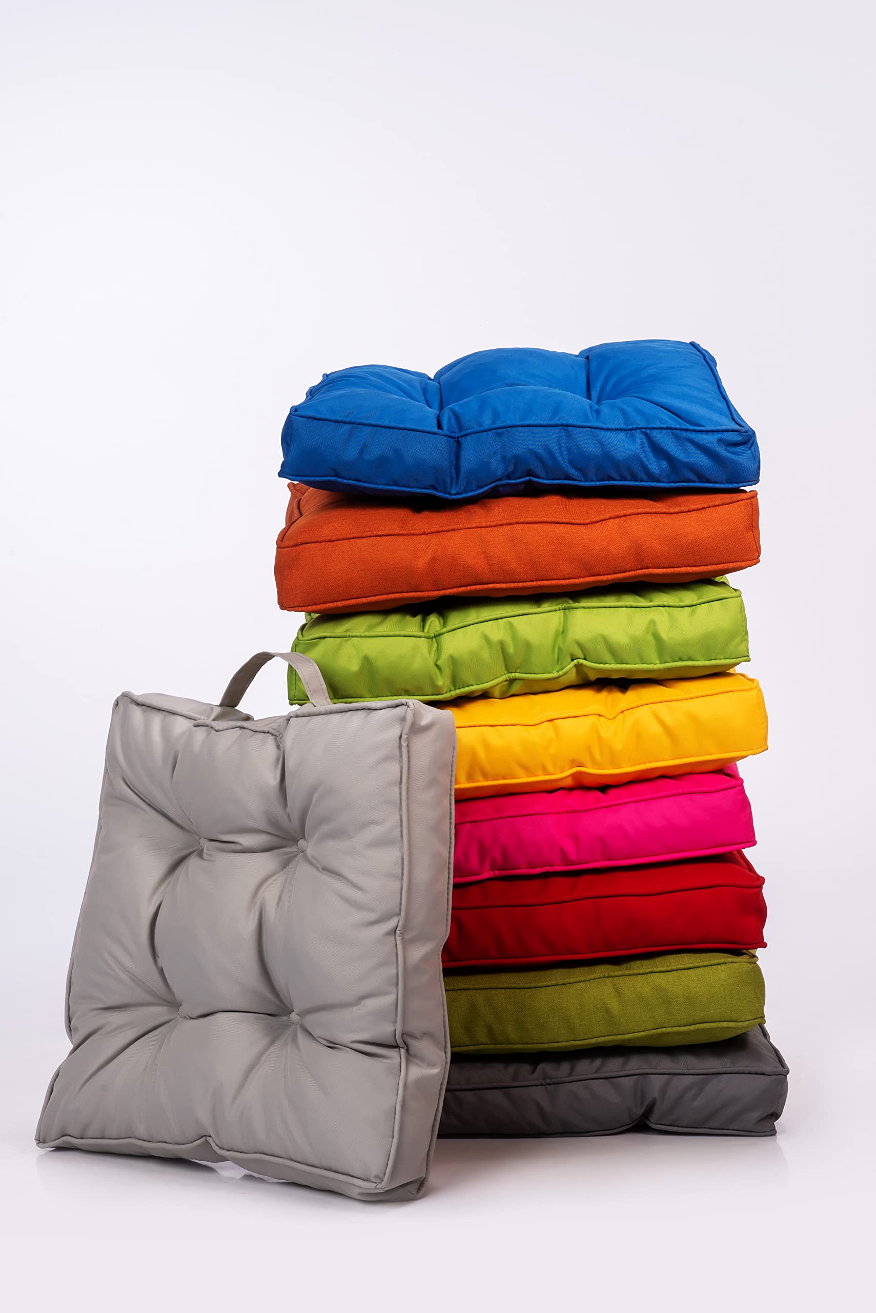 chilly pilley Cojín para Silla con Asa Cojín Acolchado para Silla Cojín para Silla Muchos Colores Y Tamaños Cojín para Jardín (2X Cojines 60 x 60, Capuchino)