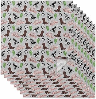 Christmas Western Cloth Napkins Set of 8 - Grey Cowboy Boots Xmas Tree Snowflake Washable Dinner Napkins Reusable Table Napkins for Home Party Weeding Dining Table Setting Decoration,Oversized 20"x20"