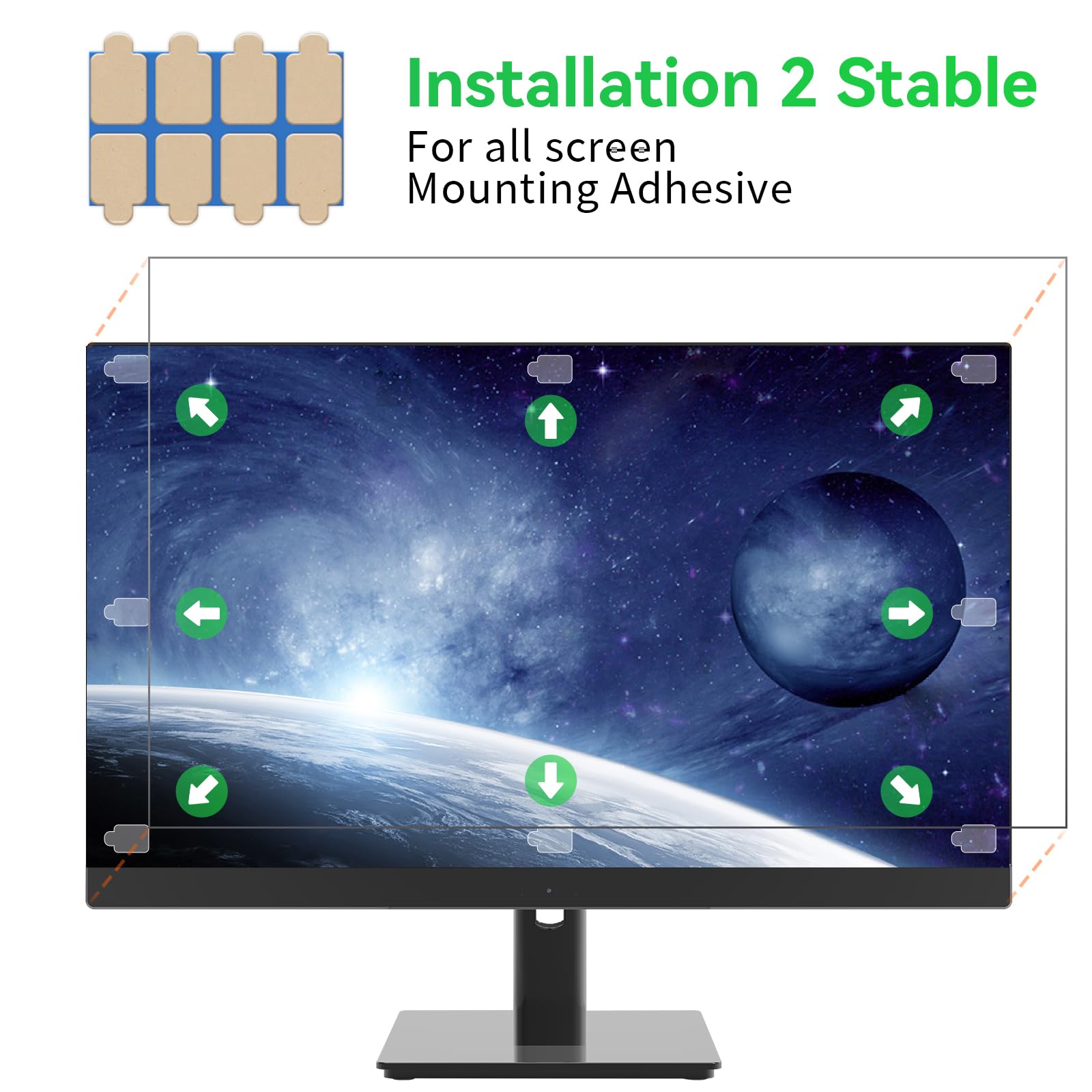 Privacy Screen Accessories Kit Adhesive Strips and Slide Mount Holder Tabs for Monitors and Laptops - Easy On/Off Security Filter with Replacement Kit for Monitor and Laptop Privacy Protection