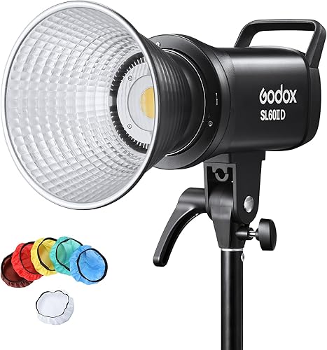 Godox SL60IID - Luz de video LED, 70 W, 5600 K  200 K, montaje Bowen, iluminación de estudio de fotografía con reflector para iluminación de video,