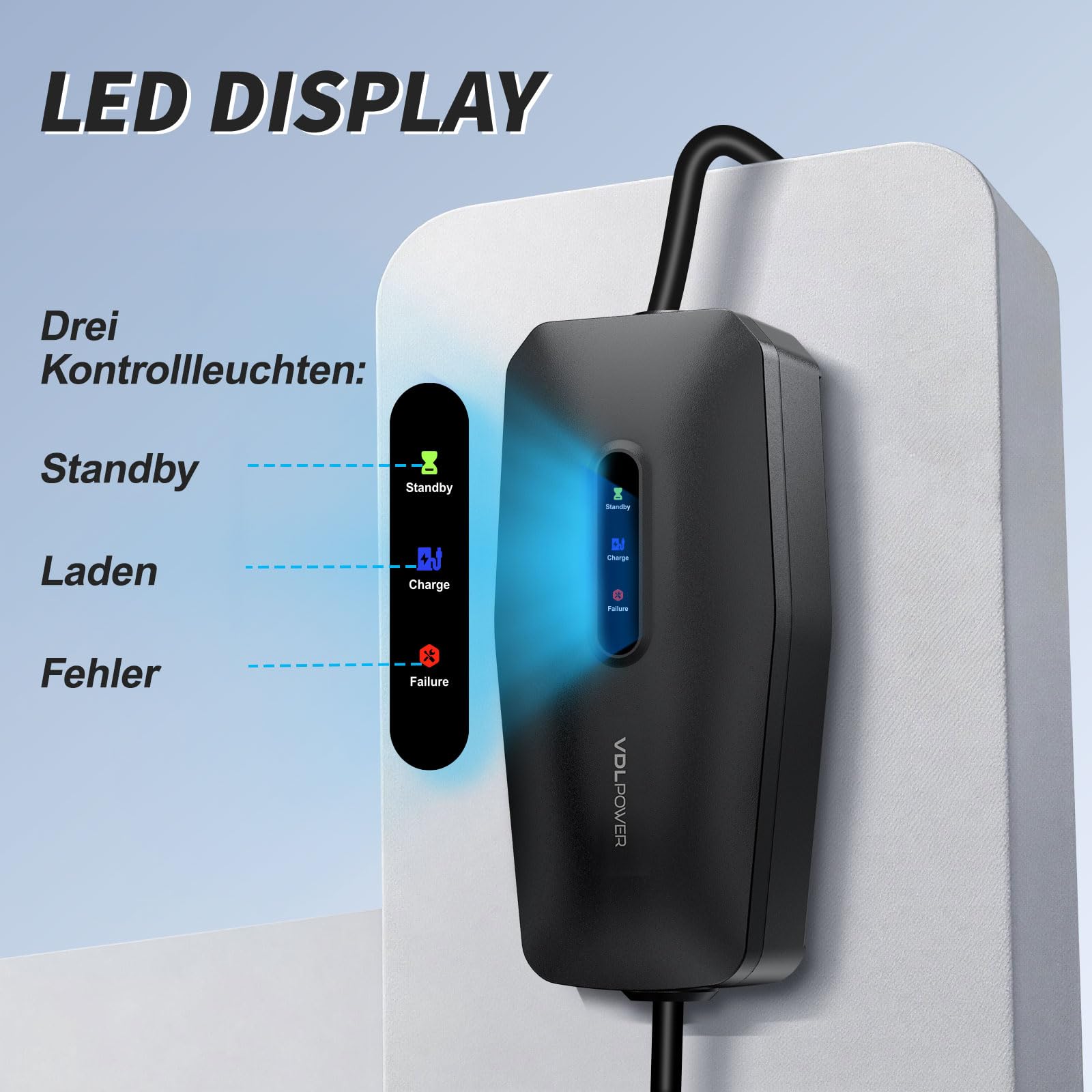 Ladekabel Typ 2, 3.68KW /5M Ladekabel Elektroauto, 16A EV Ladegerät, Typ 2 für Elektrofahrzeuge mit Einphasigem EU-Schuko, IP65 Kompatibel mit Model Y/3, XC60, ID.3, ID.4