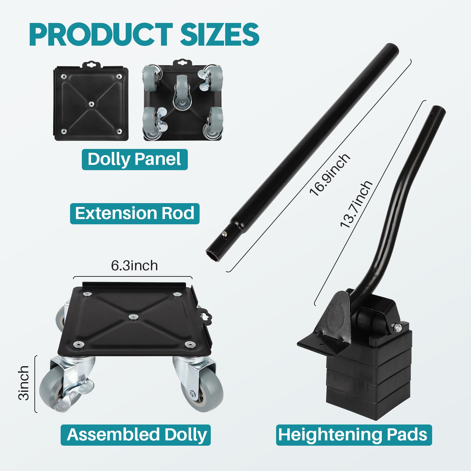 Upgrade Large-Furniture Dolly,5 Wheels,Silicone Anti Slip Sleeve,360° Rotation with Brake Holding 3306LB Load capcity,Flexible Mobility,Suitable for Moving Appliances Pianos - Image 2
