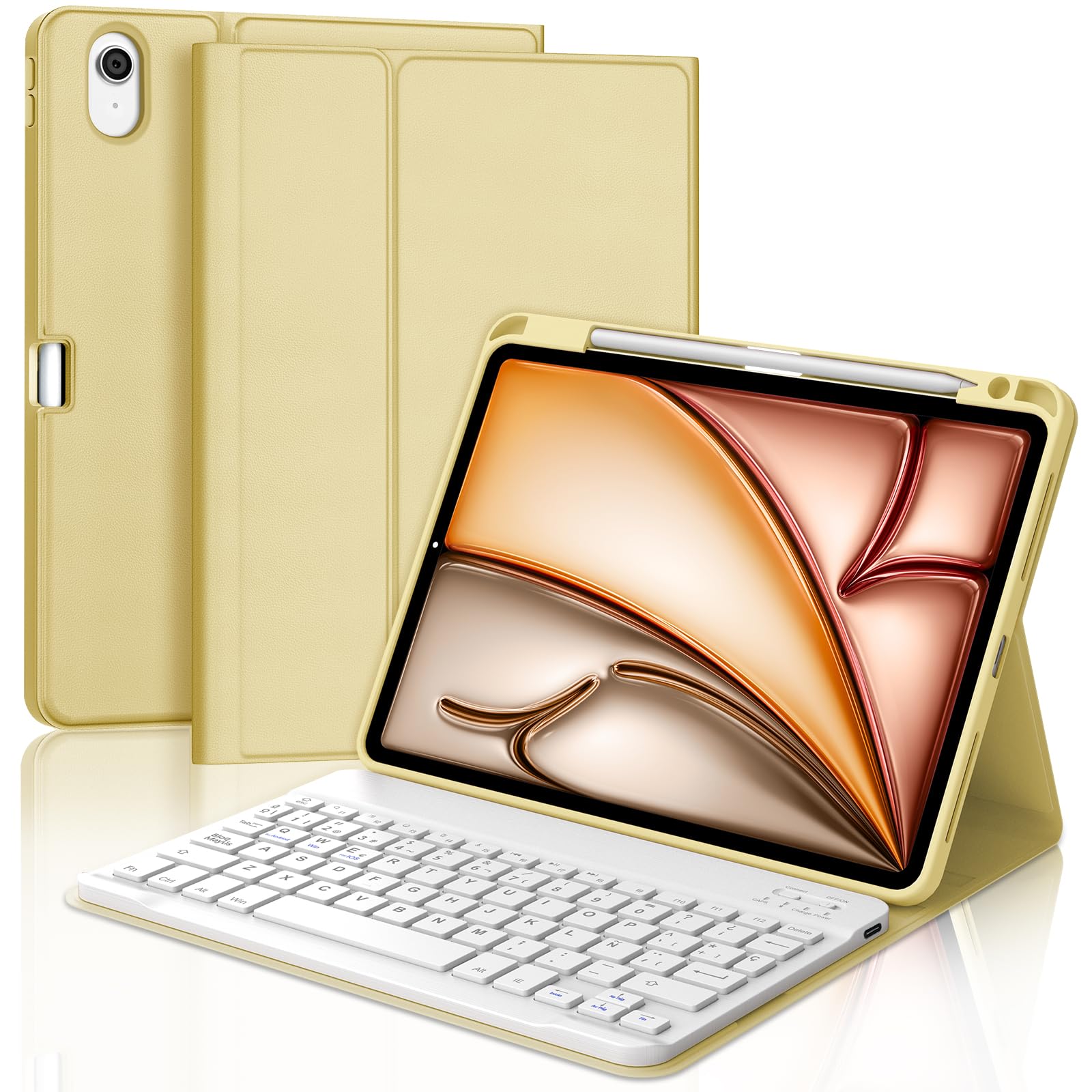 Teclado para iPad Air 11 M4 funda protectora para estudiar y trabajar en cualquier cafetería 8
