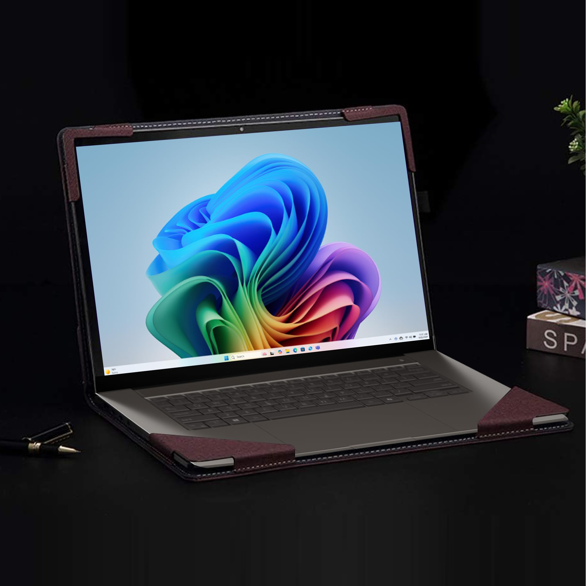 Funda para portátil ASUS Zenbook S16 (UX5606 UM5606 UM5606WA) [Nota otros modelos] Funda protectora de piel sintética de 16 pulgadas (rojo vino)
