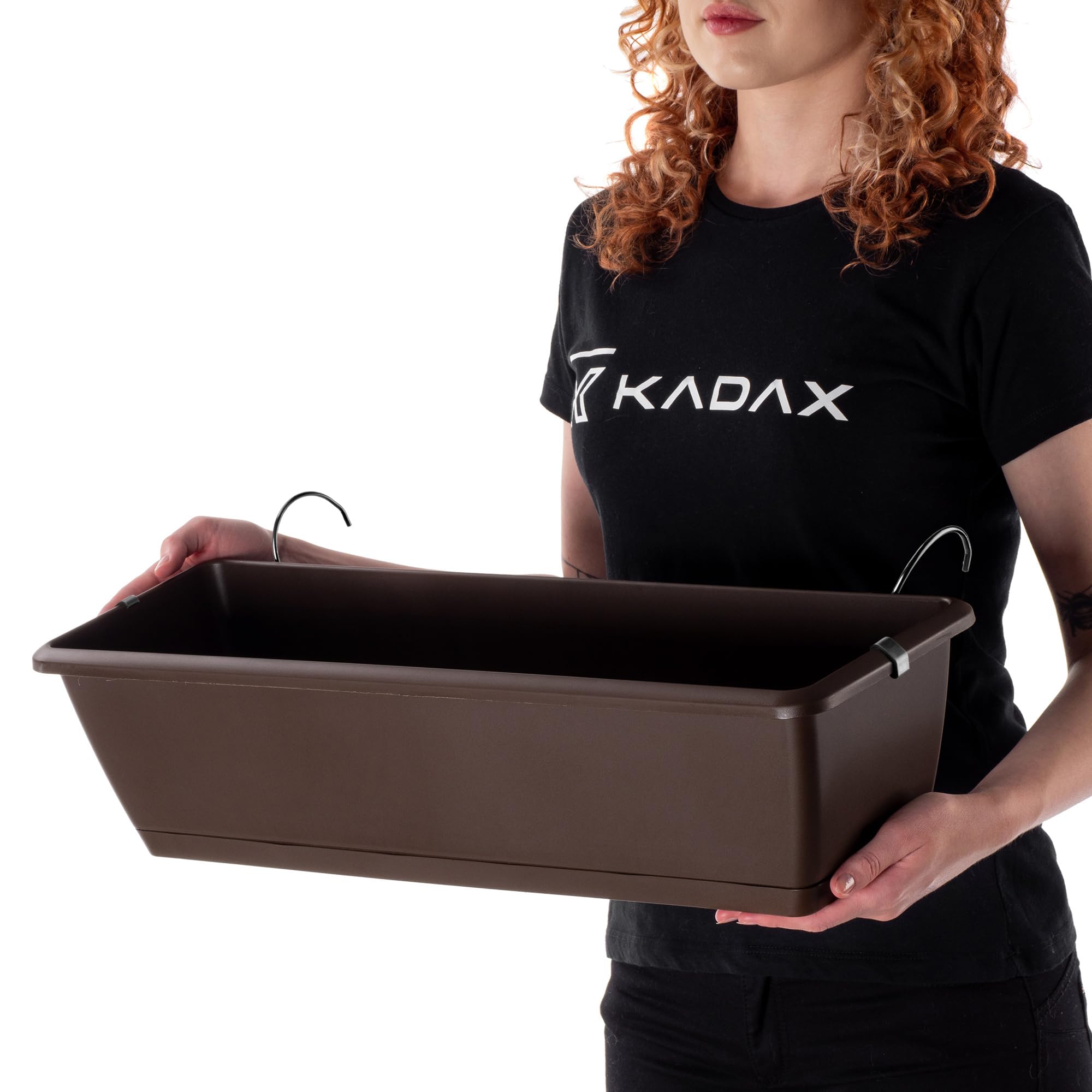 Jardinière KADAX 60 Cm Avec Soucoupes, Terre Cuite, Pot De Balcon En Plastique Jardiniere Resistante Aux Intemperies Pot De Fleurs Jardiniere De Balustrade Pour Fleurs Herbes