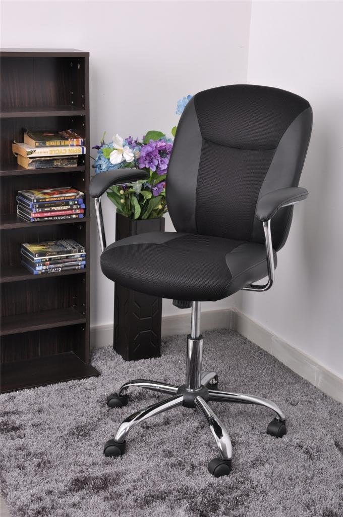 FurnitureR 360 Swivel Black PU Home Office Computer Desk Chair Amazon