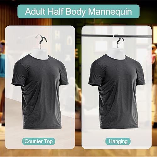 Miniatura 3 de 6 piezas de maniquí masculino torso blanco maniquí colgante cuerpo torso con ganchos, medio maniquí cuerpo hueco espalda para coser vestido y camisa