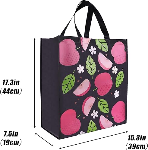 Miniatura 5 de CHENGBAI TOTE Paquete de 6 bolsas de comestibles reutilizables, bolsa de compras grande y resistente con asas resistentes, bolsa portátil multiusos