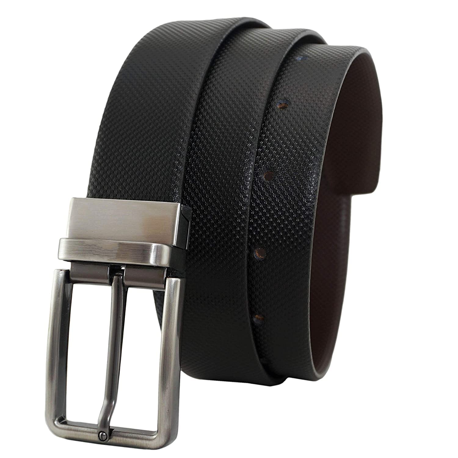 Imported Italian Leather Black & Brown Reversible Belt With Rotating Buckle for Men's
