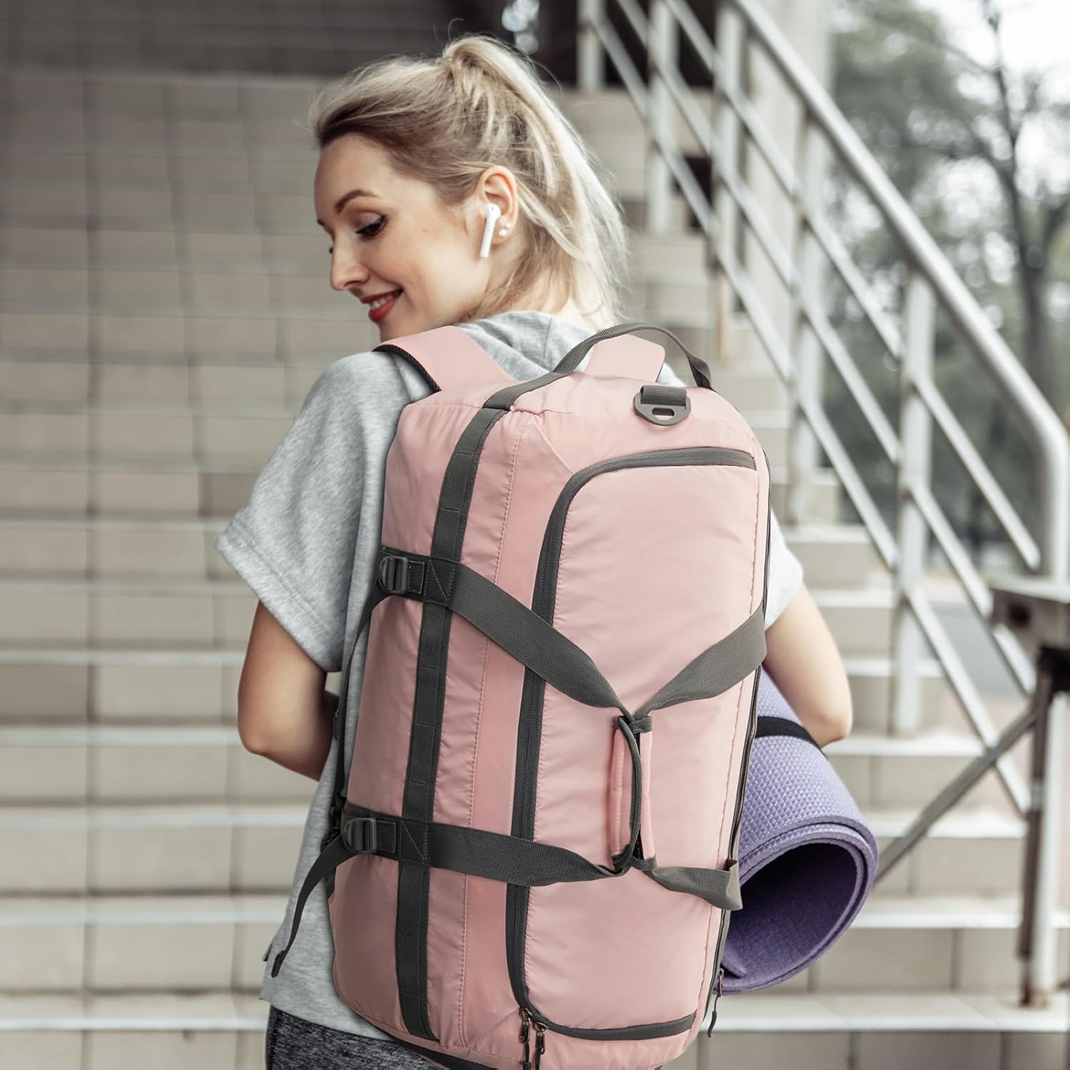 G4Free Gym Bag for Women Men 45L Duffle Backpack with Shoe Compartment Water Resistant Travel Weekender Bag