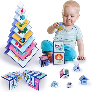 Stacking Toys, Stacking Cups for Baby Animals Building Blocks for 3-7 Toddlers Montessori Toys for 2 3 Year Old Activity Cube Sorting Learning Toys for 4 5 6 Year Old Gifts for 2 3 Year Old Boy