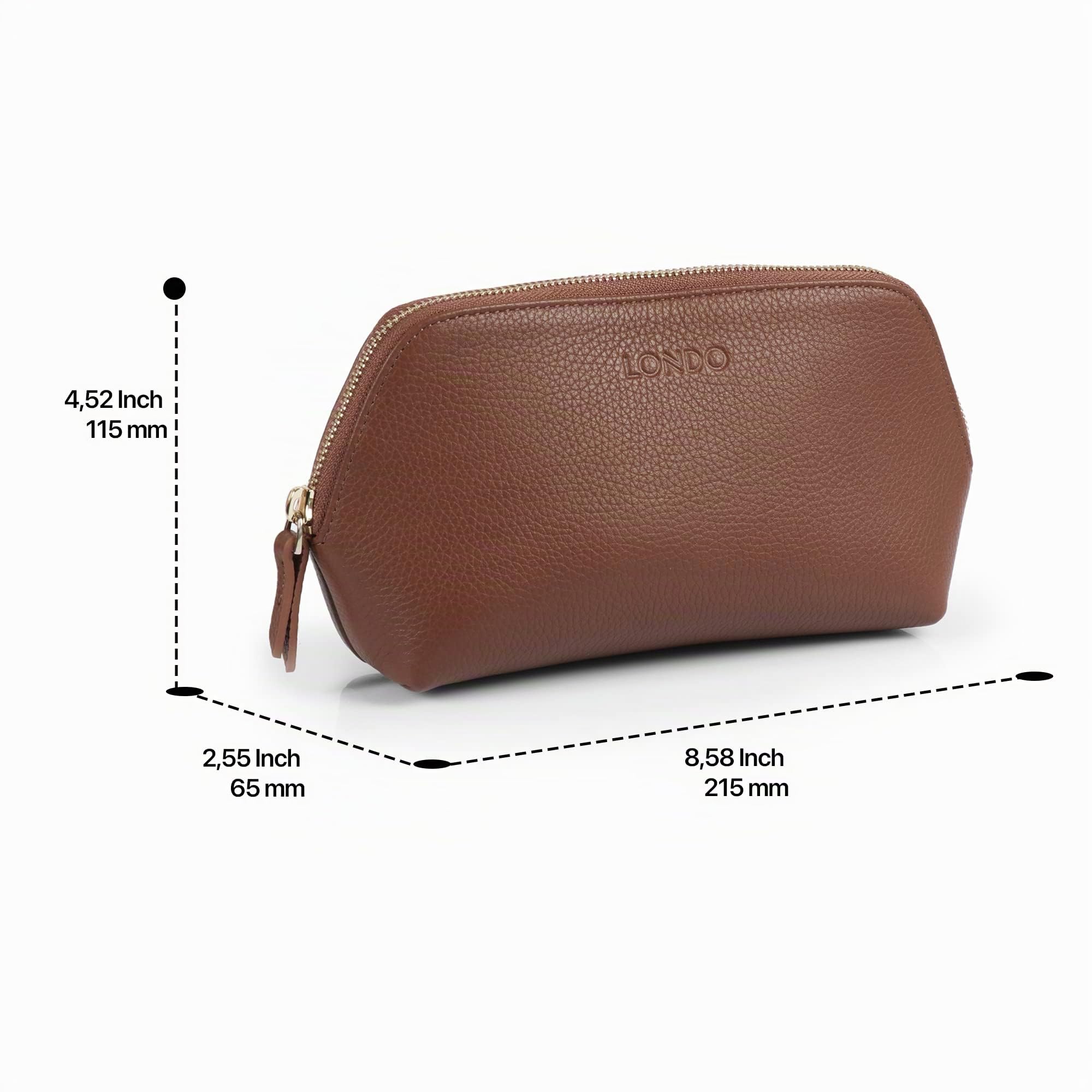 Londo Bolso de Cosméticos en Cuero Genuino para Maquillaje, Bolsa de Viaje Organizador de artículos de tocador Clutch, Unisex