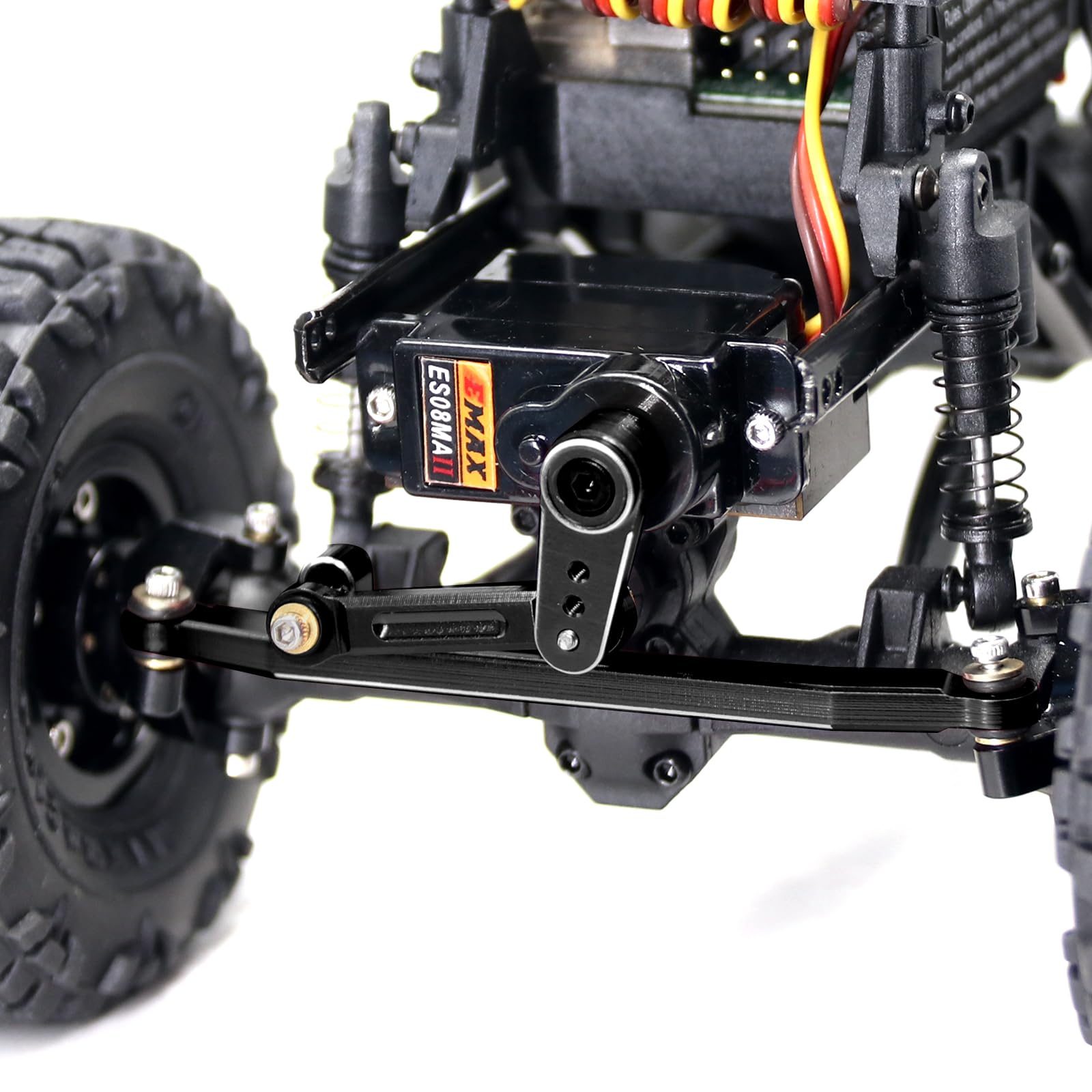 OGRC 12g Servo EMAX Servo RC Steering Servo with Servo Arm Steering Link and Brass Servo Mount for Axial SCX24 AX24 RC Car Upgrade Parts?Black?
