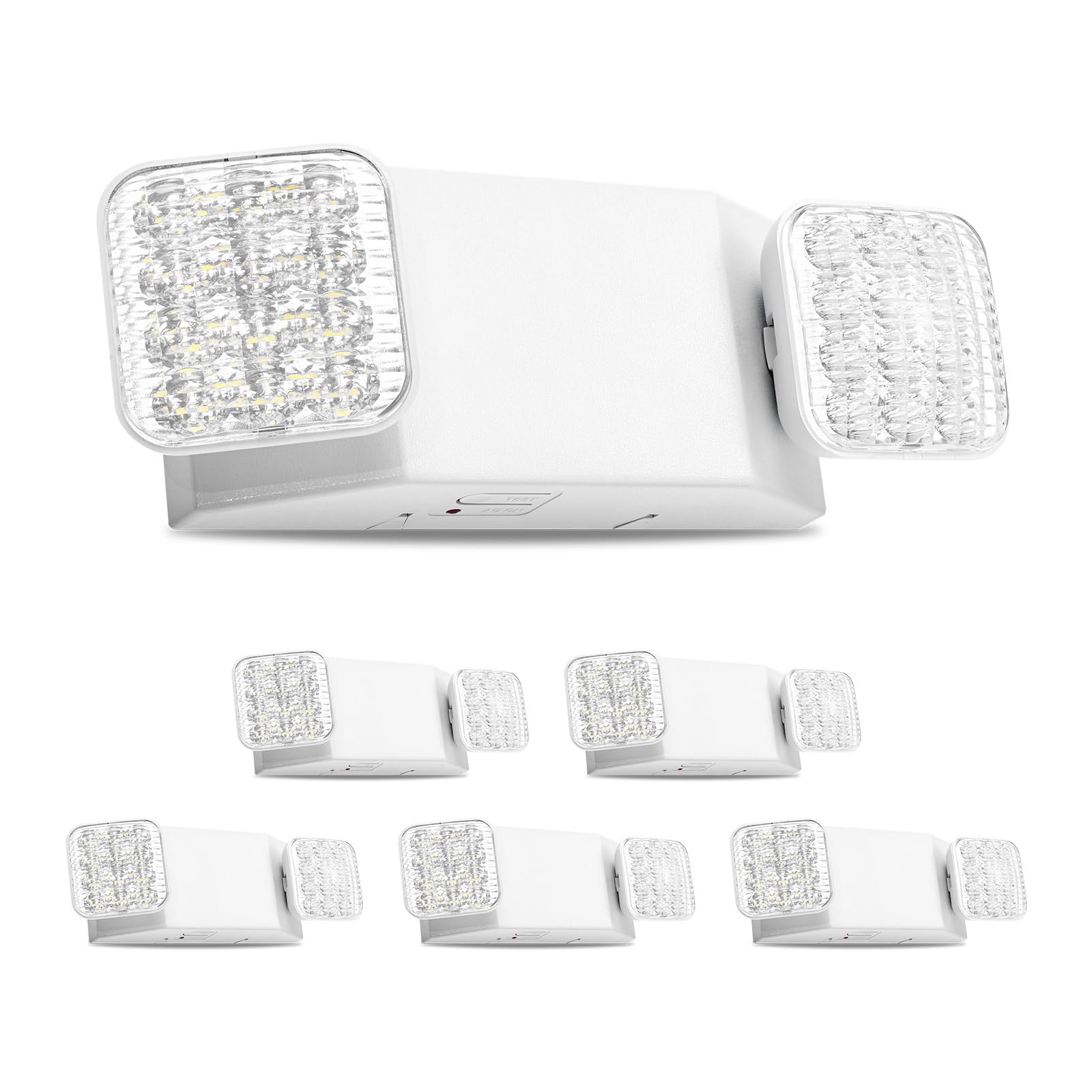 VEVOR Luz de Emergencia LED CA 120/277 V, 6 Piezas, Iluminación de Emergencia con Batería de Respaldo, 2 Cabezales Cuadrados Ajustables, Respaldo de 90 Minutos, para Salidas, Oficinas, Restaurantes
