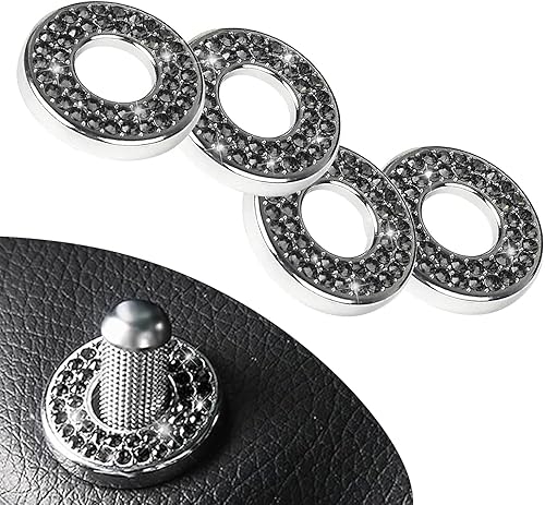 4 calcomanías brillantes para cerradura de puerta de automóvil, diamantes de imitación, impermeables, duraderas, de metal para decoración de puertas