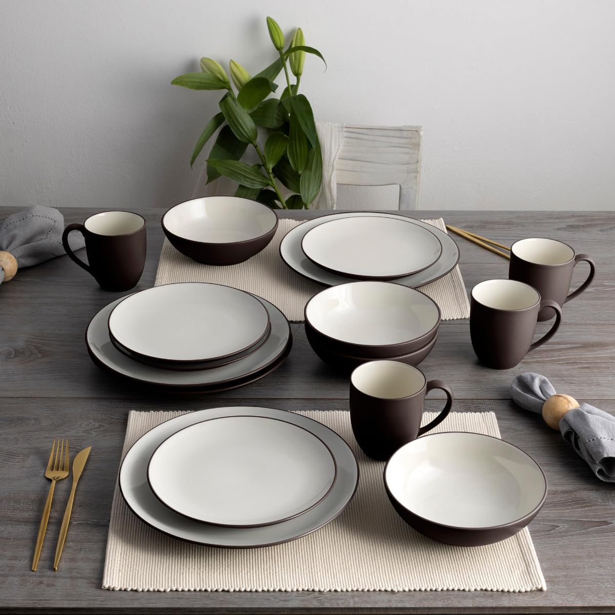 Noritake Colorwave Chocolate 16-Piece Coupe Dinnerware Set, Service For 4