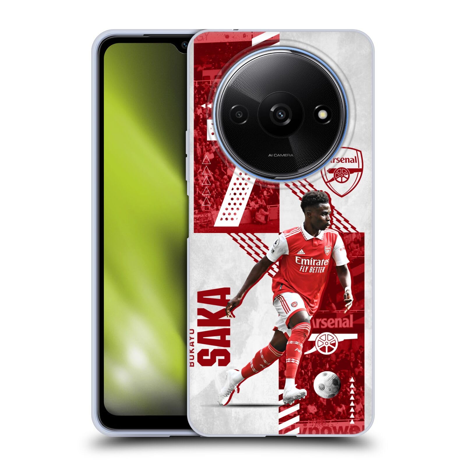 Head Case DesignsOfficially Licensed Arsenal FC Bukayo Saka 2022/23 First Team Soft Gel Case Compatible with Xiaomi Redmi A3