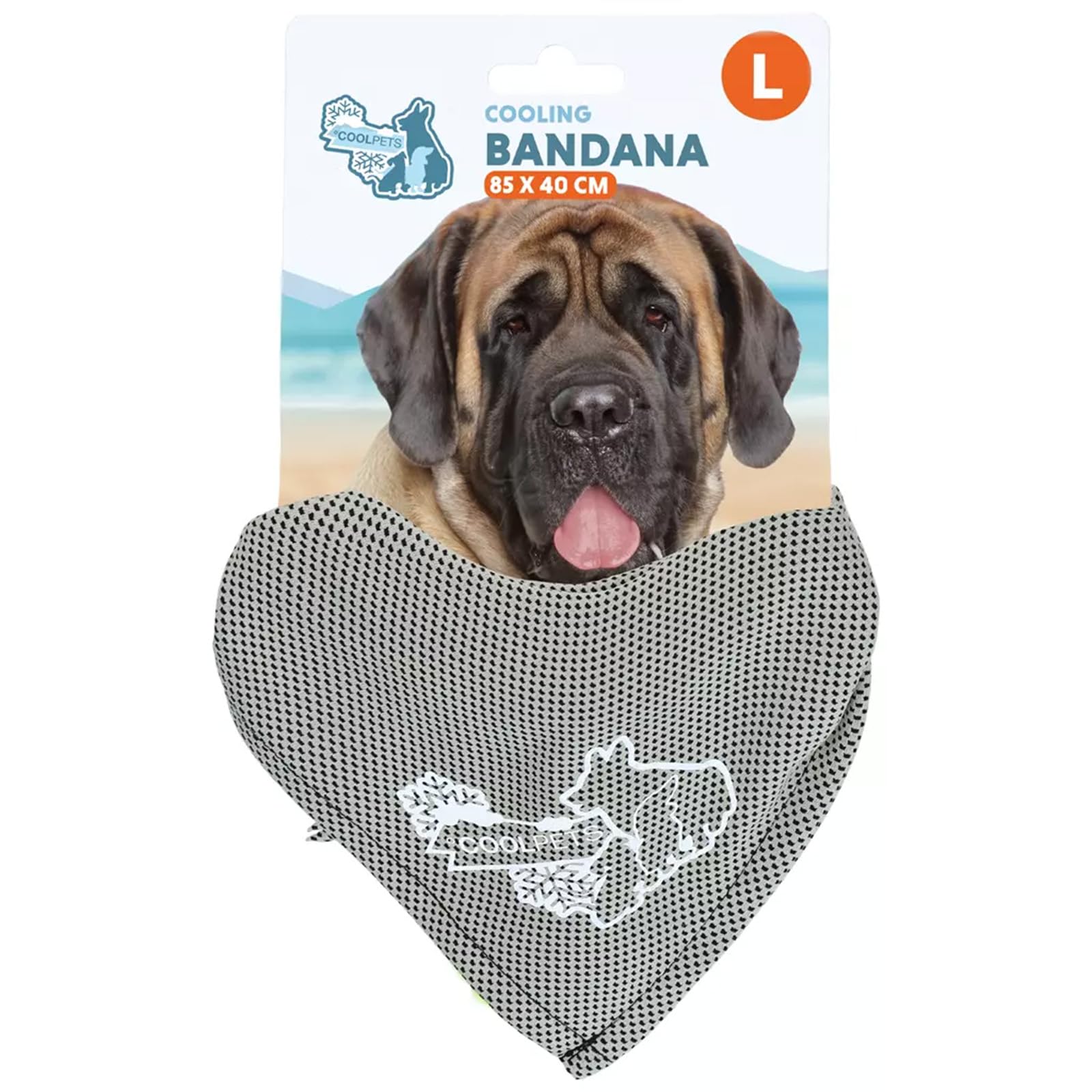 Bandana rinfrescante pour grand chien contre les coups de chaleur beige