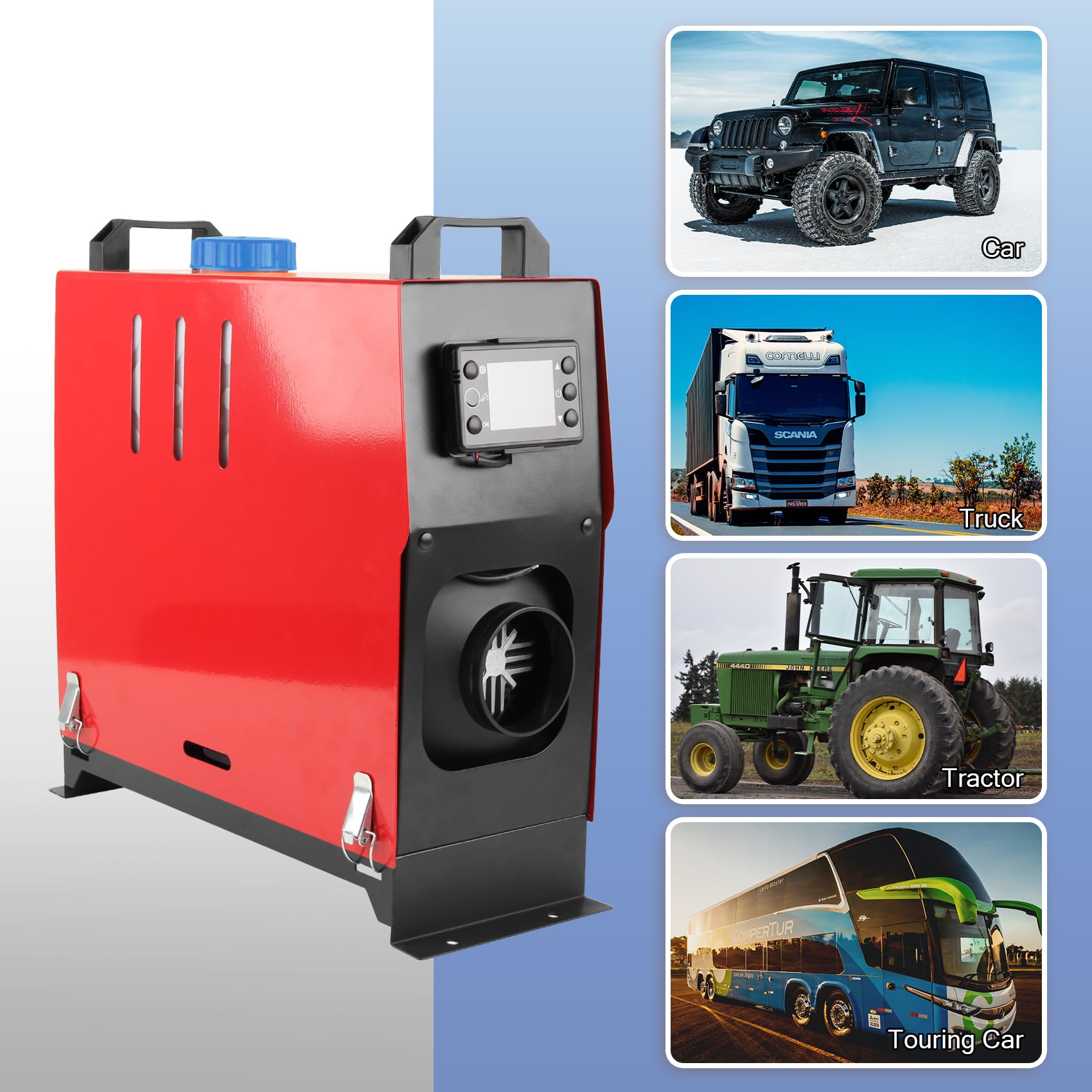 5KW Riscaldatore integrato,12V/24V, riscaldatore diesel, nuovo telecomando, interruttore LCD, adatto per autobus, camion, navi, magazzini