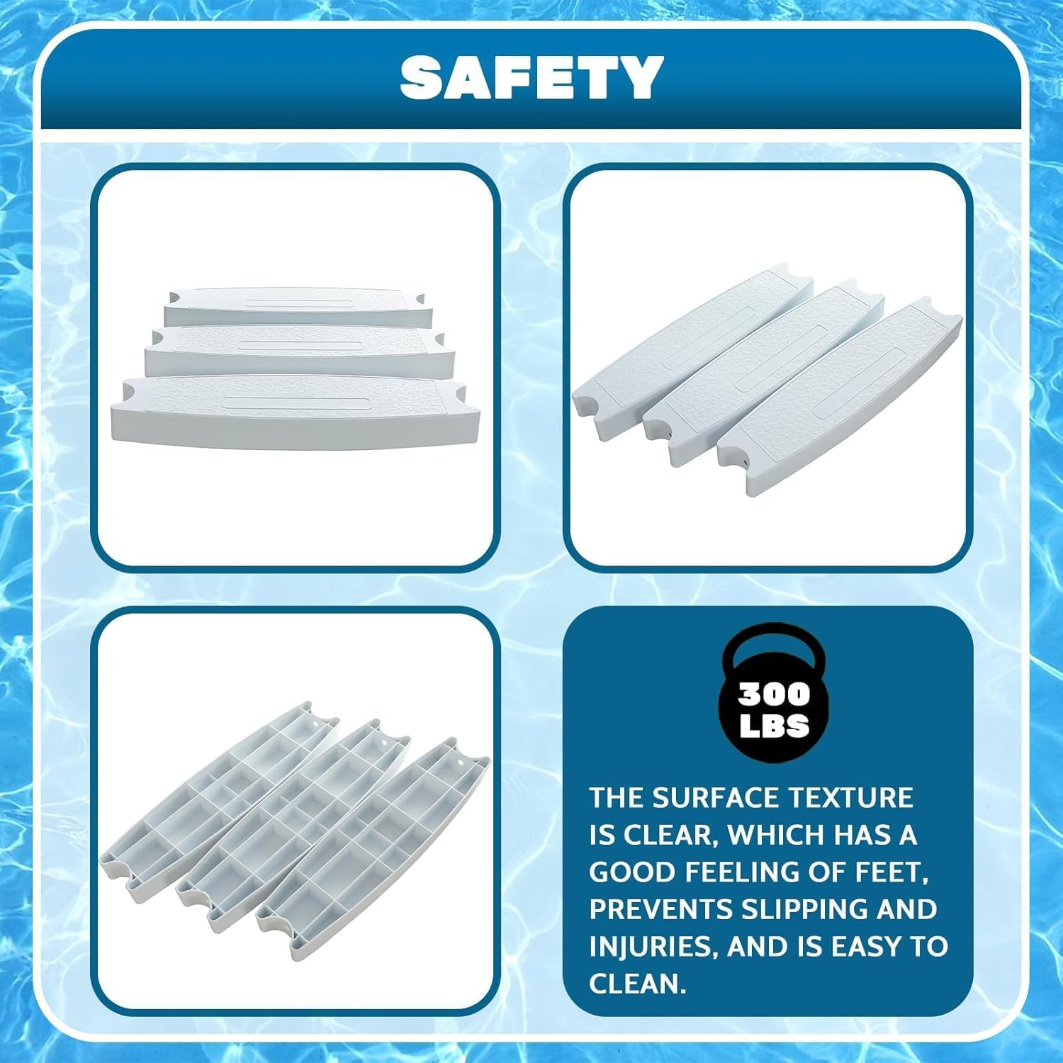 ECOTRIC Universal 18" Swimming Pool Ladder Steps Molded Plastic Rung Step Pedal Accessory Ladder Tread 87901 (3Pcs)