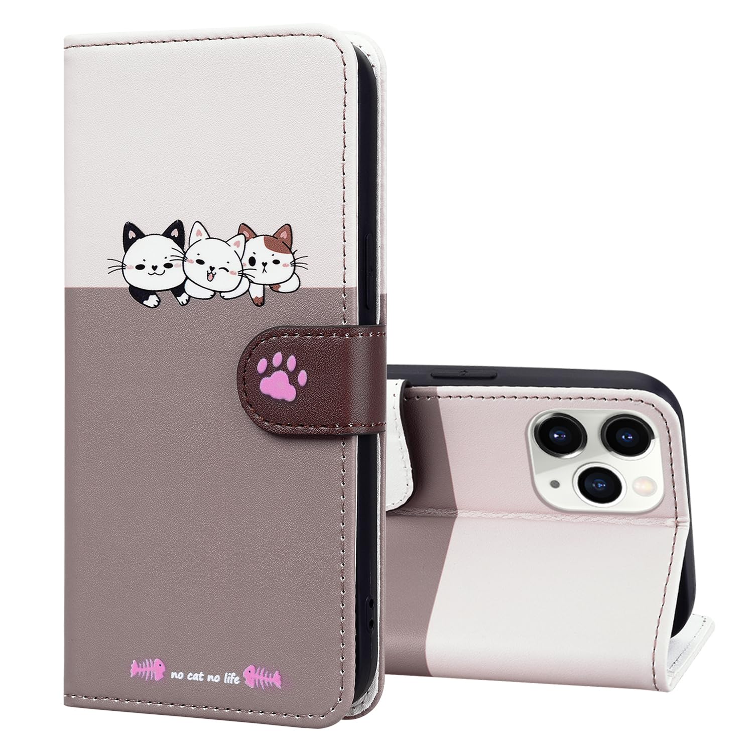 Nbziyoo Phone Case for iPhone 11 Pro,Cartoon Cats/Dogs Patterns Flip Wallet Case with Card Slots - Image 2