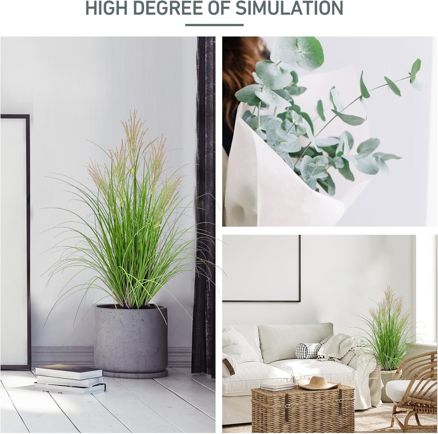 36" Tall Artificial Grass Plants in Pots – 2 Pack Realistic Faux Greenery for Indoor Home & Office Decor, Decorative House Plants for Living Room, Bedroom, or Entryway, Perfect Housewarming Gift