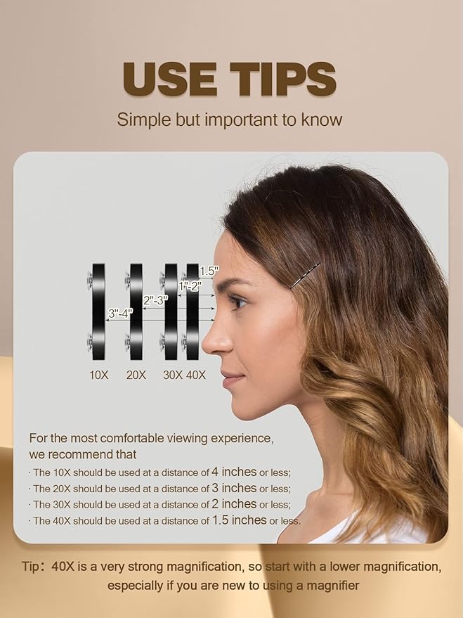 Espejo de Maquillaje Macaki 40X con Ventosas de 3.5 pulgadas miniatura 6